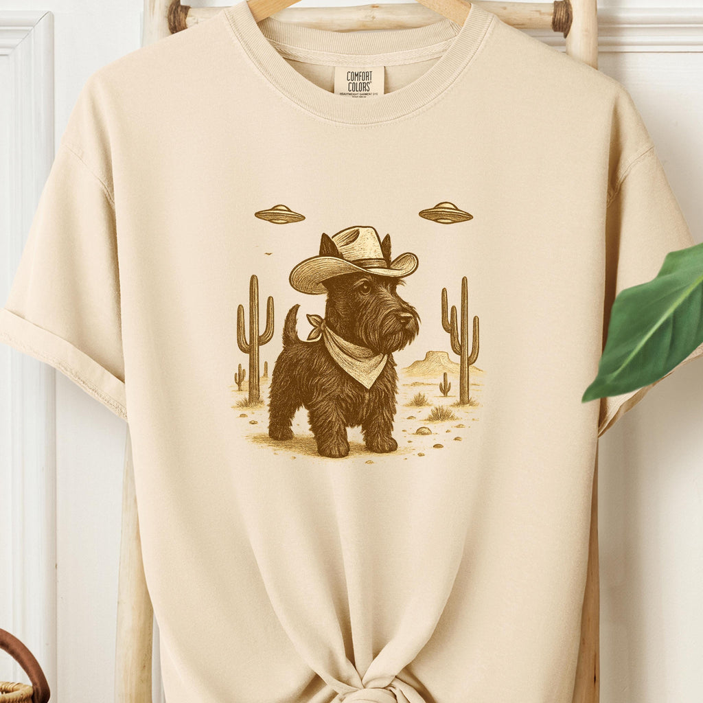 Scottish Terrier UFO Cowboy Shirt, Retro Western Tee