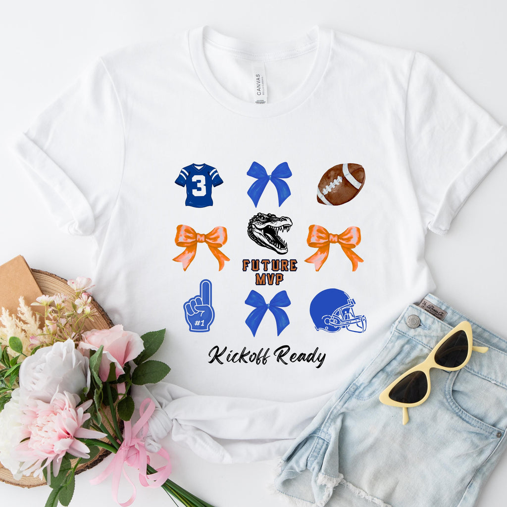 Future MVP Game Day Shirt | Football & Bows | Neutral Colors | Bella+Canvas 3001