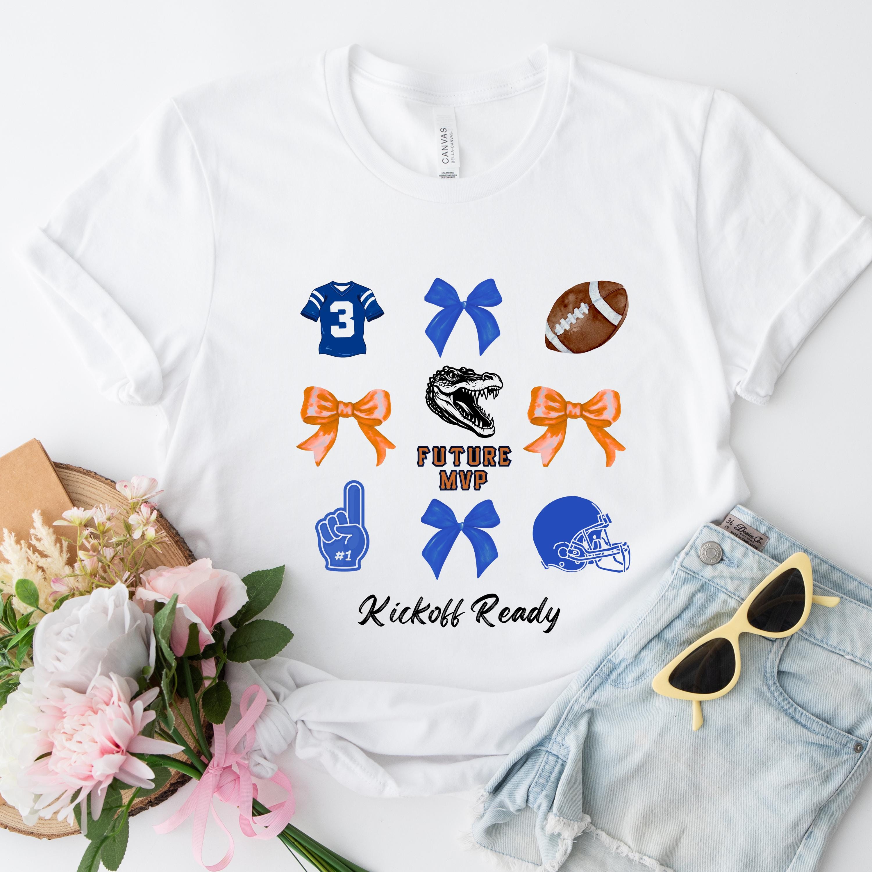 Future MVP Game Day Shirt | Football & Bows | Neutral Colors | Bella+Canvas 3001