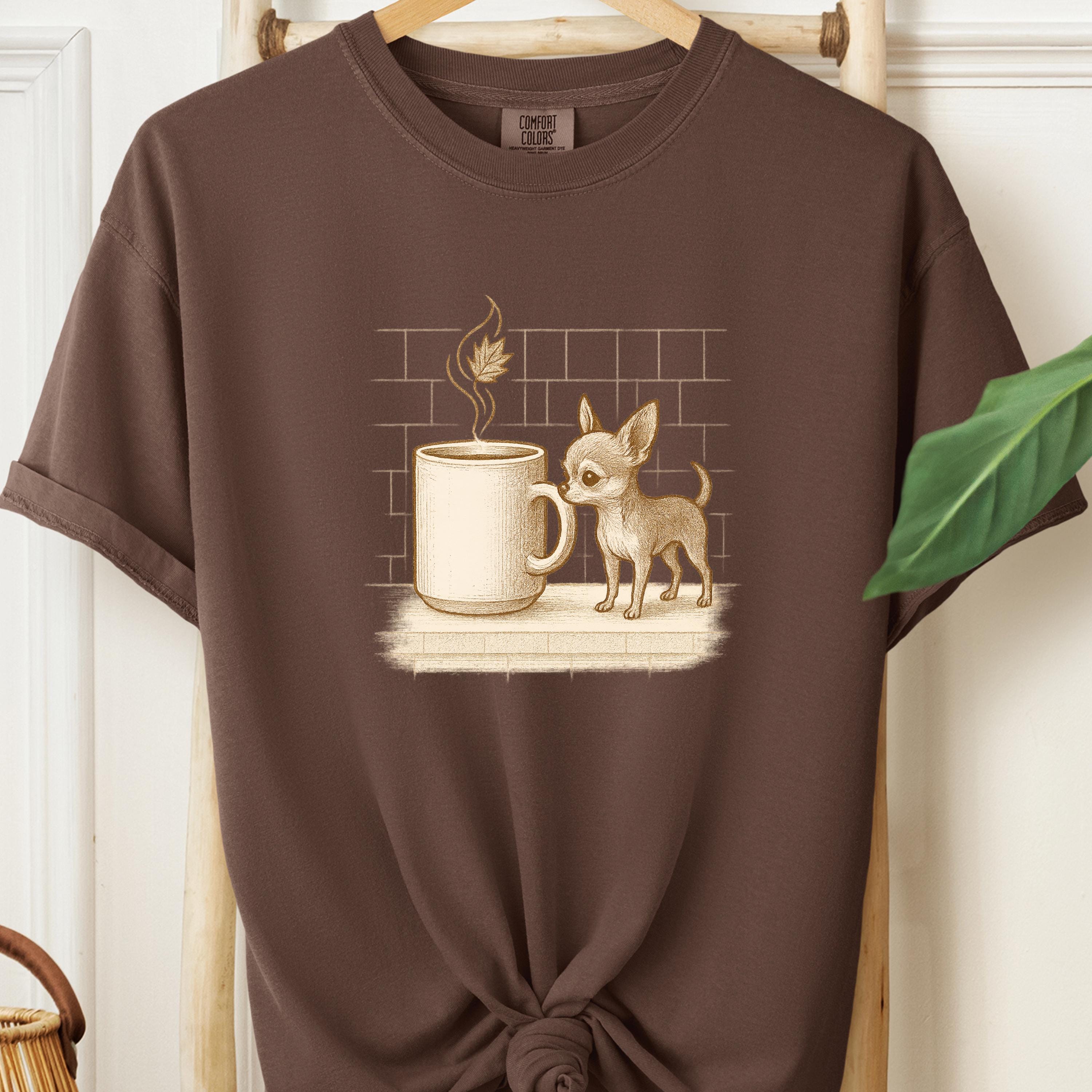 Chihuahua Shirt • Coffee Cozy Fall Tee | Dog Mom Gift