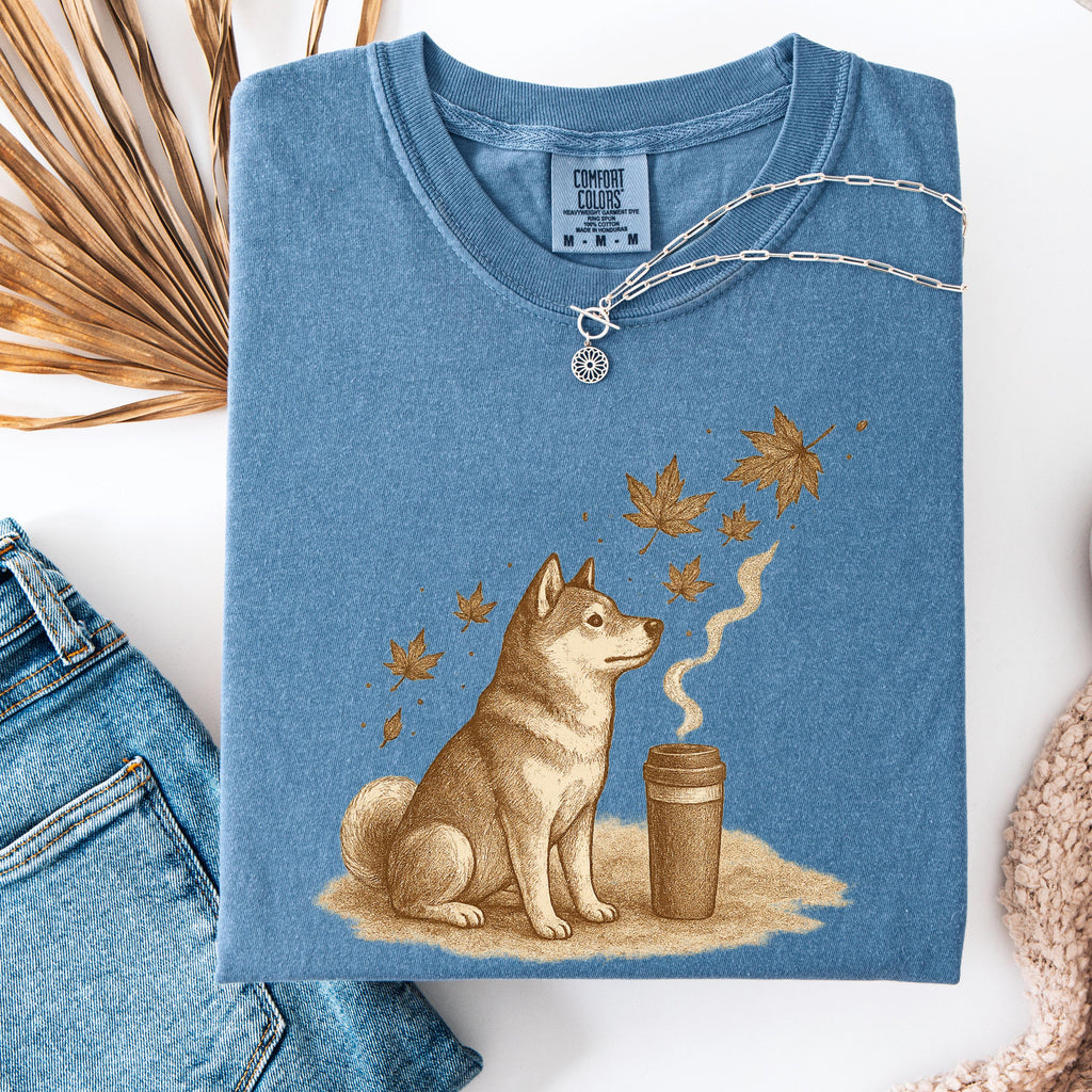 Dogs; Shiba Inu & Akita Coffee Shirt / Top-Down Café Art