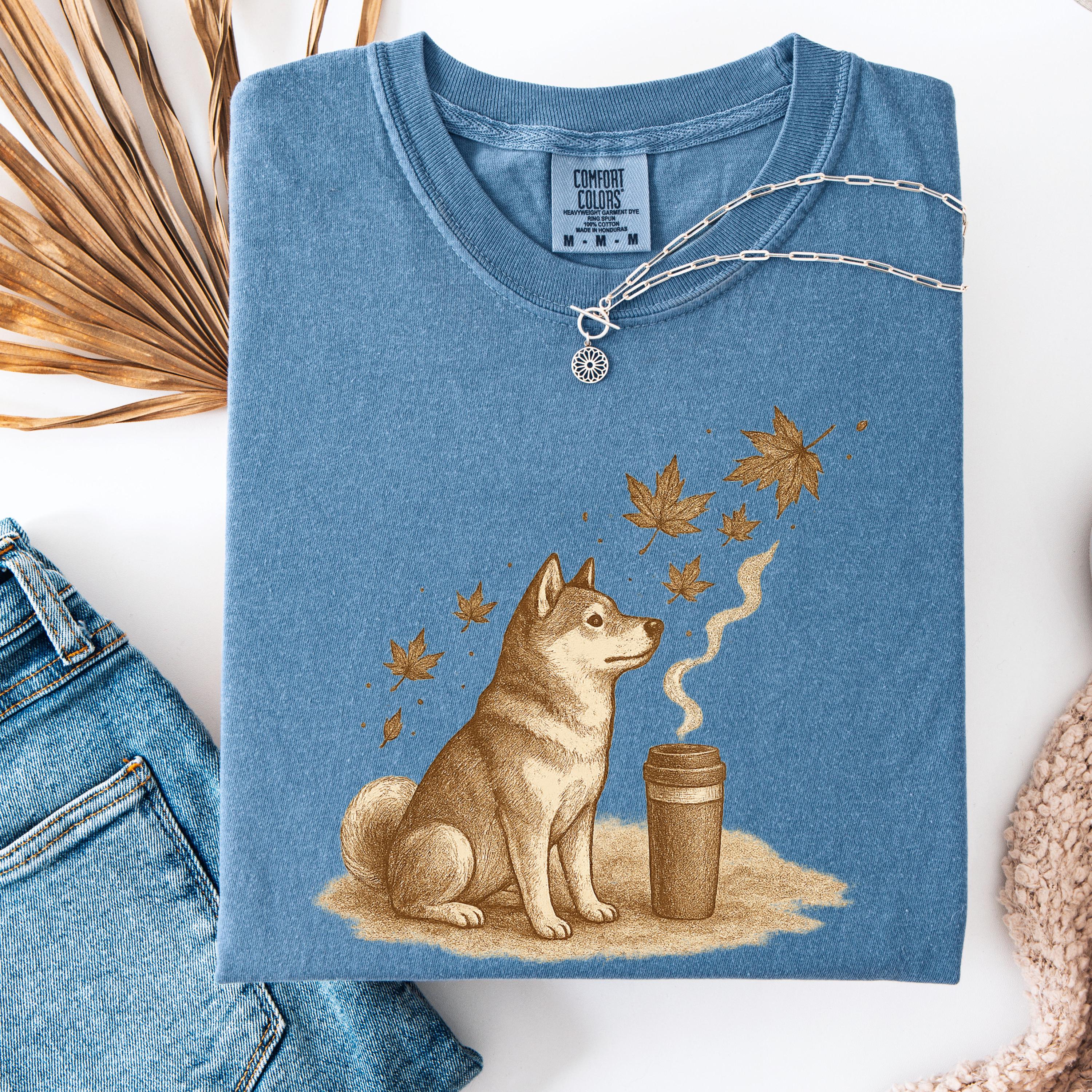 Dogs; Shiba Inu & Akita Coffee Shirt / Top-Down Café Art