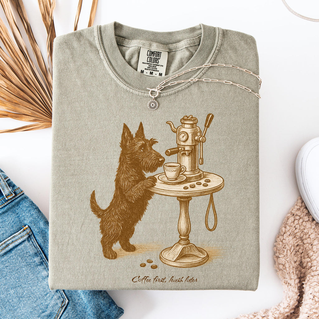 Scottish Terrier Latte Lover Shirt, coffe dog