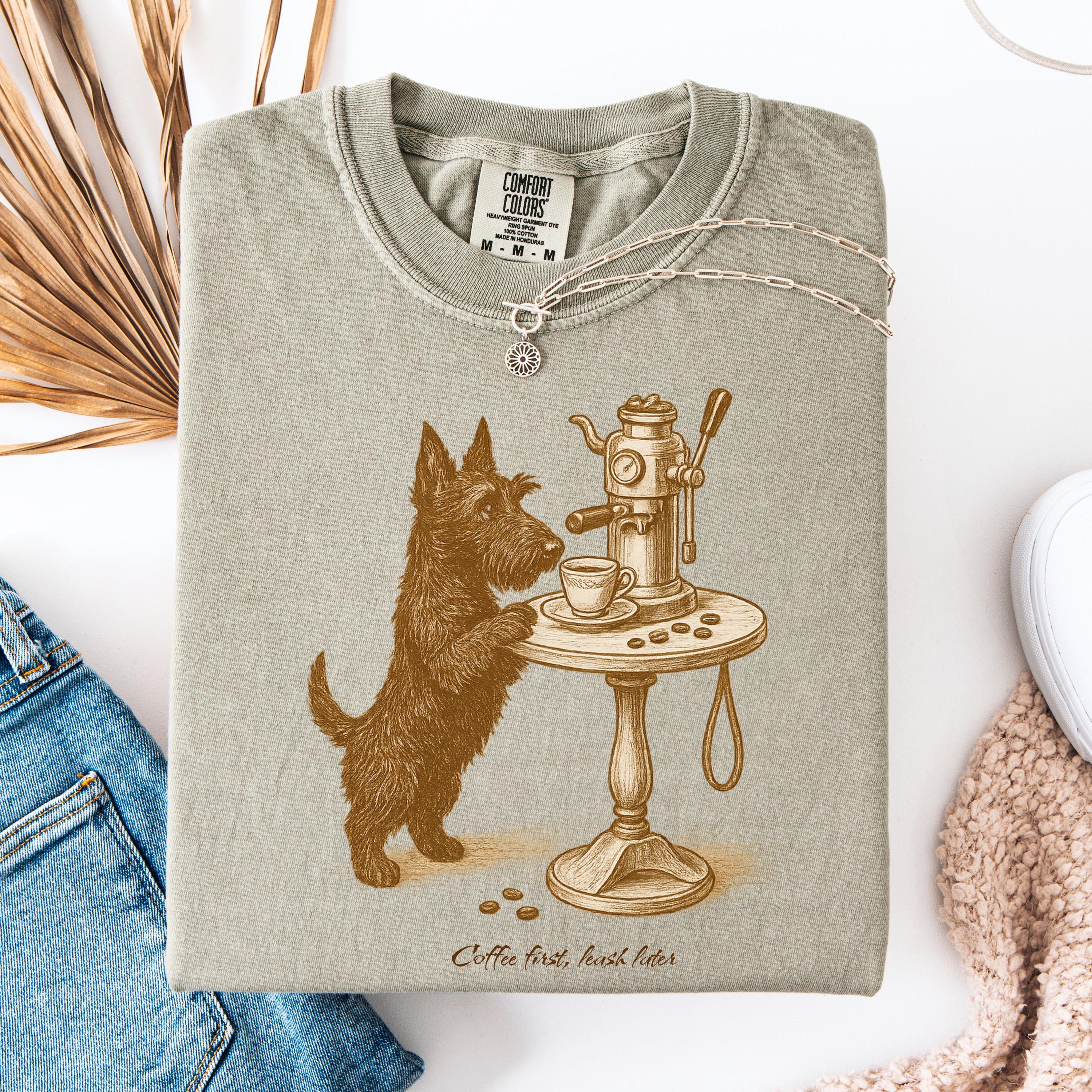Scottish Terrier Latte Lover Shirt, coffe dog