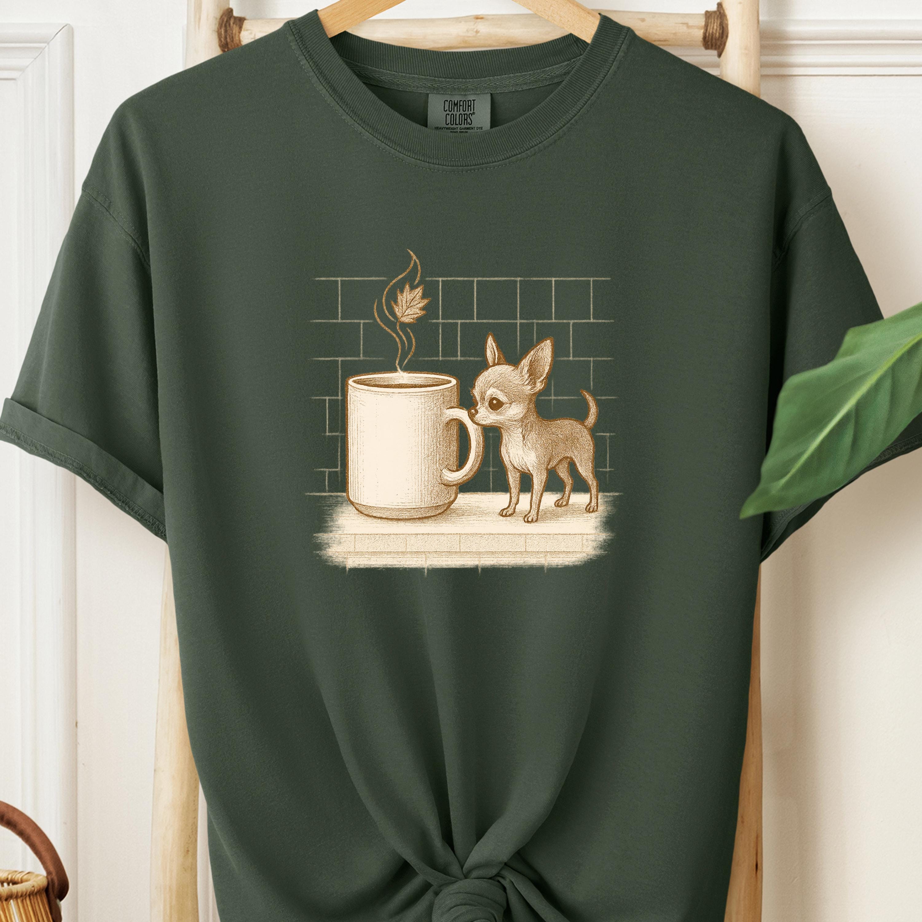 Chihuahua Shirt • Coffee Cozy Fall Tee | Dog Mom Gift