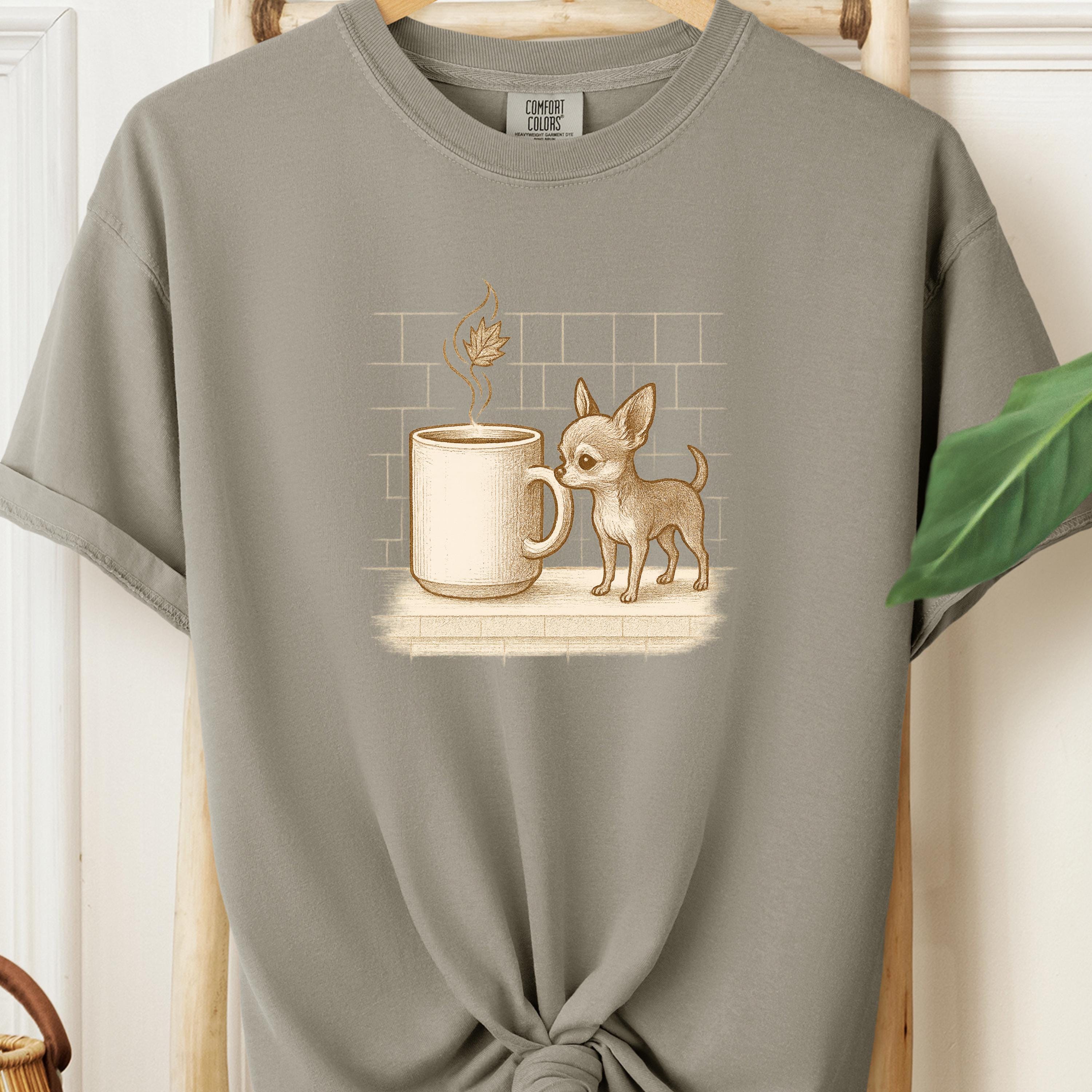 Chihuahua Shirt • Coffee Cozy Fall Tee | Dog Mom Gift
