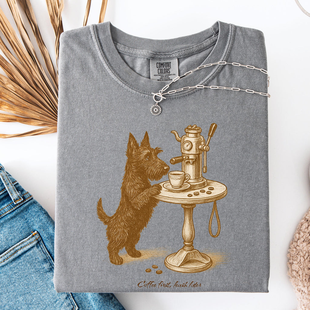 Scottish Terrier Latte Lover Shirt, coffe dog