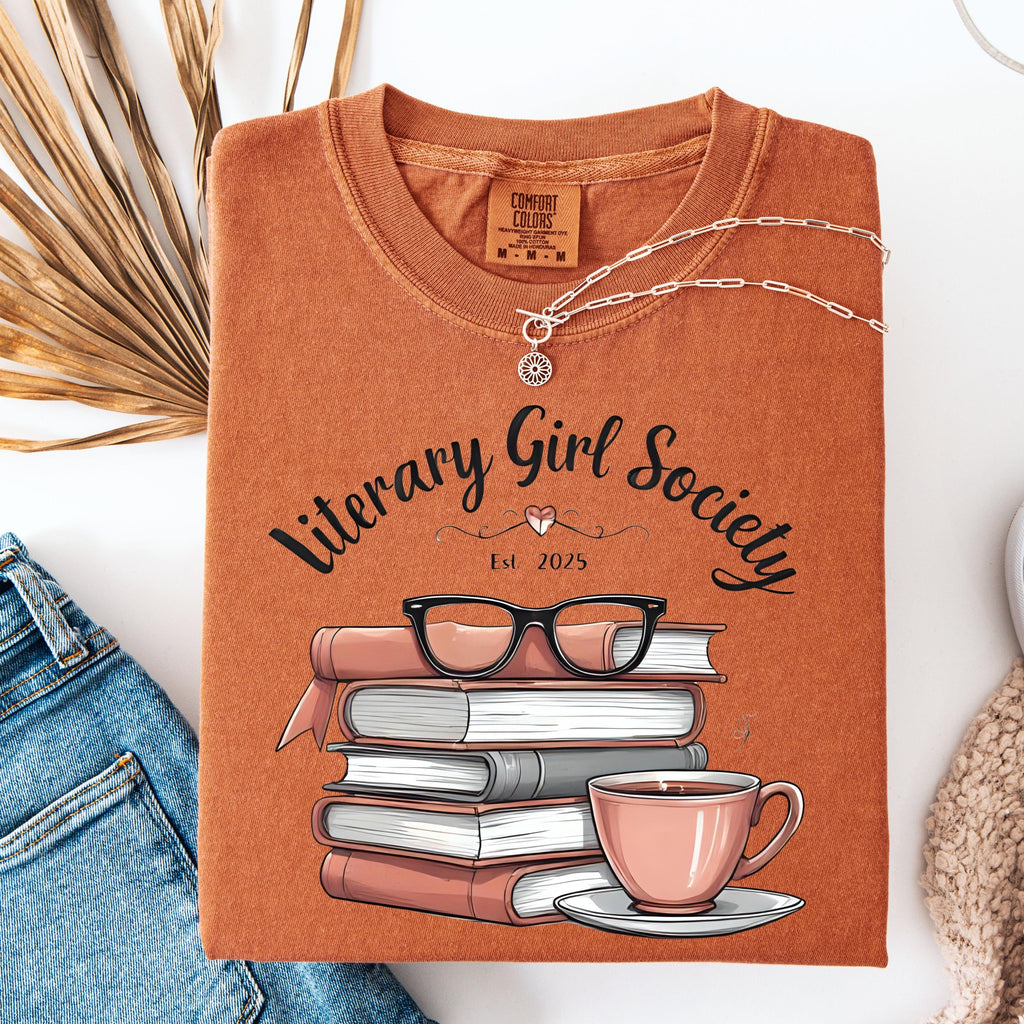Literary Girl Society Tee, Book Lover Comfort Colors Shirt