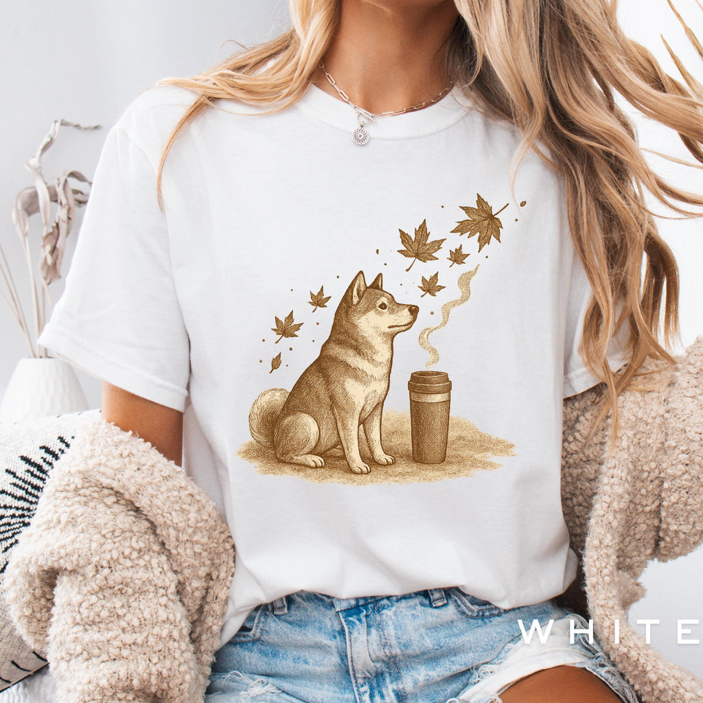 Dogs; Shiba Inu & Akita Coffee Shirt / Top-Down Café Art