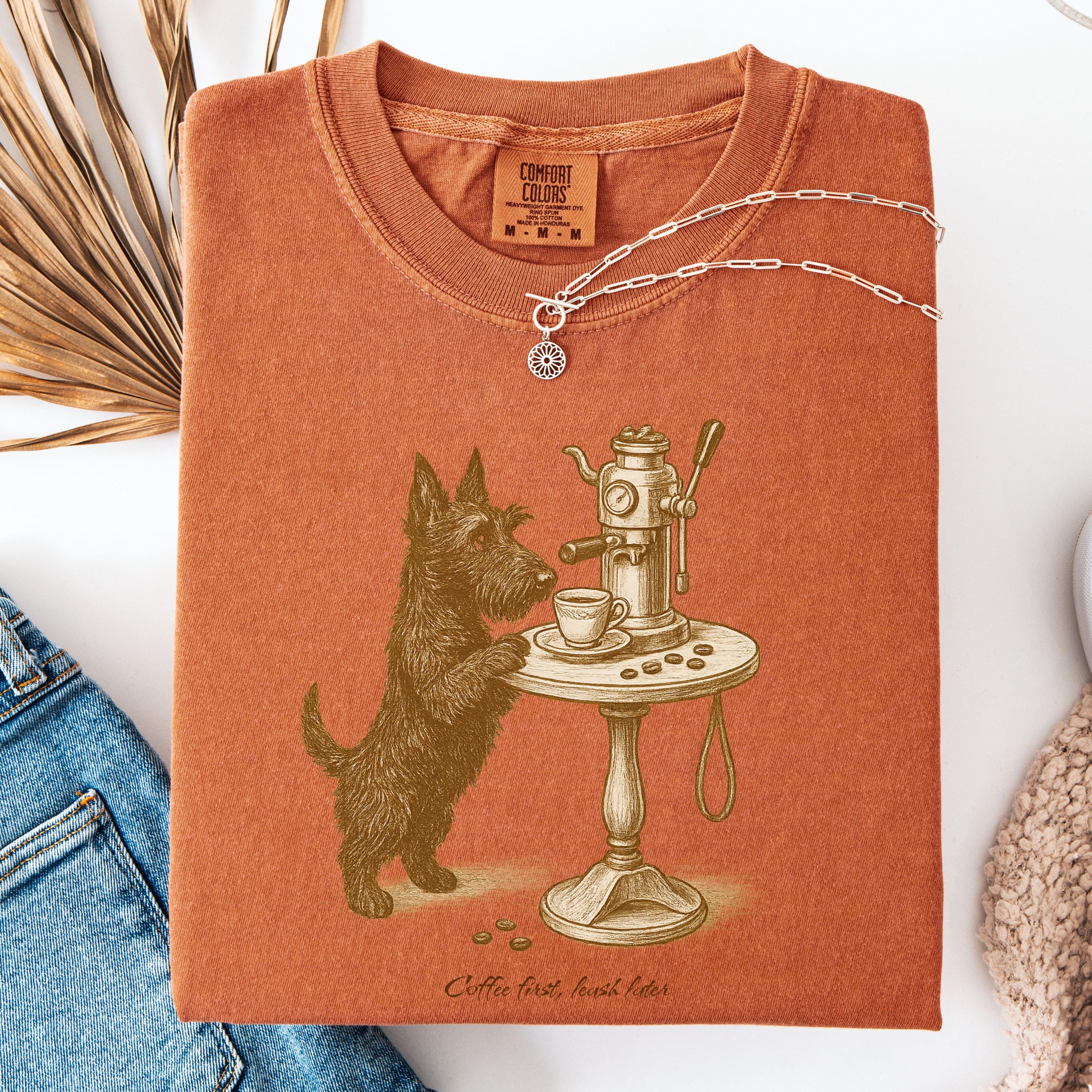 Scottish Terrier Latte Lover Shirt, coffe dog