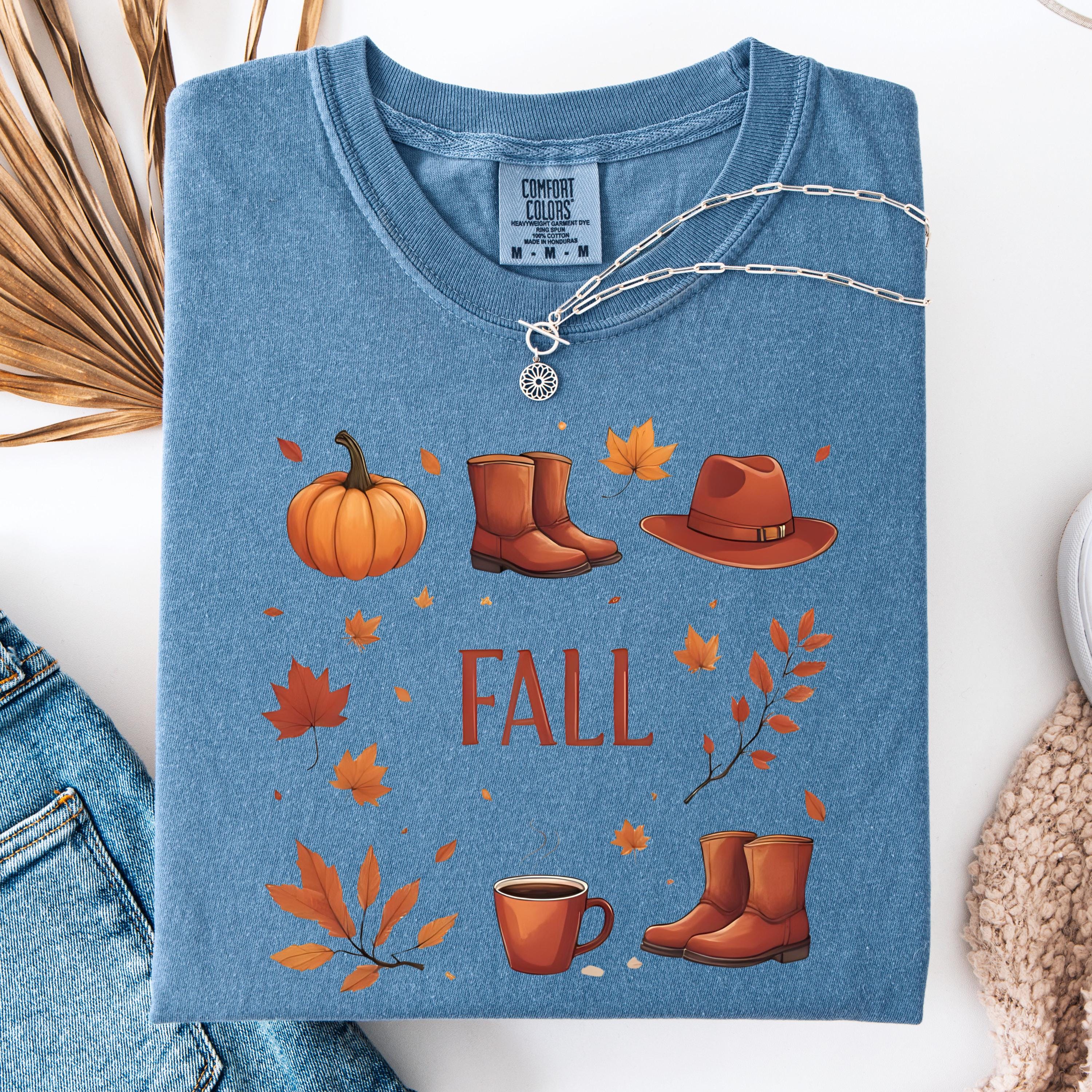 Hello Fall Floral Pumpkin Shirt - Autumn Leaves Graphic