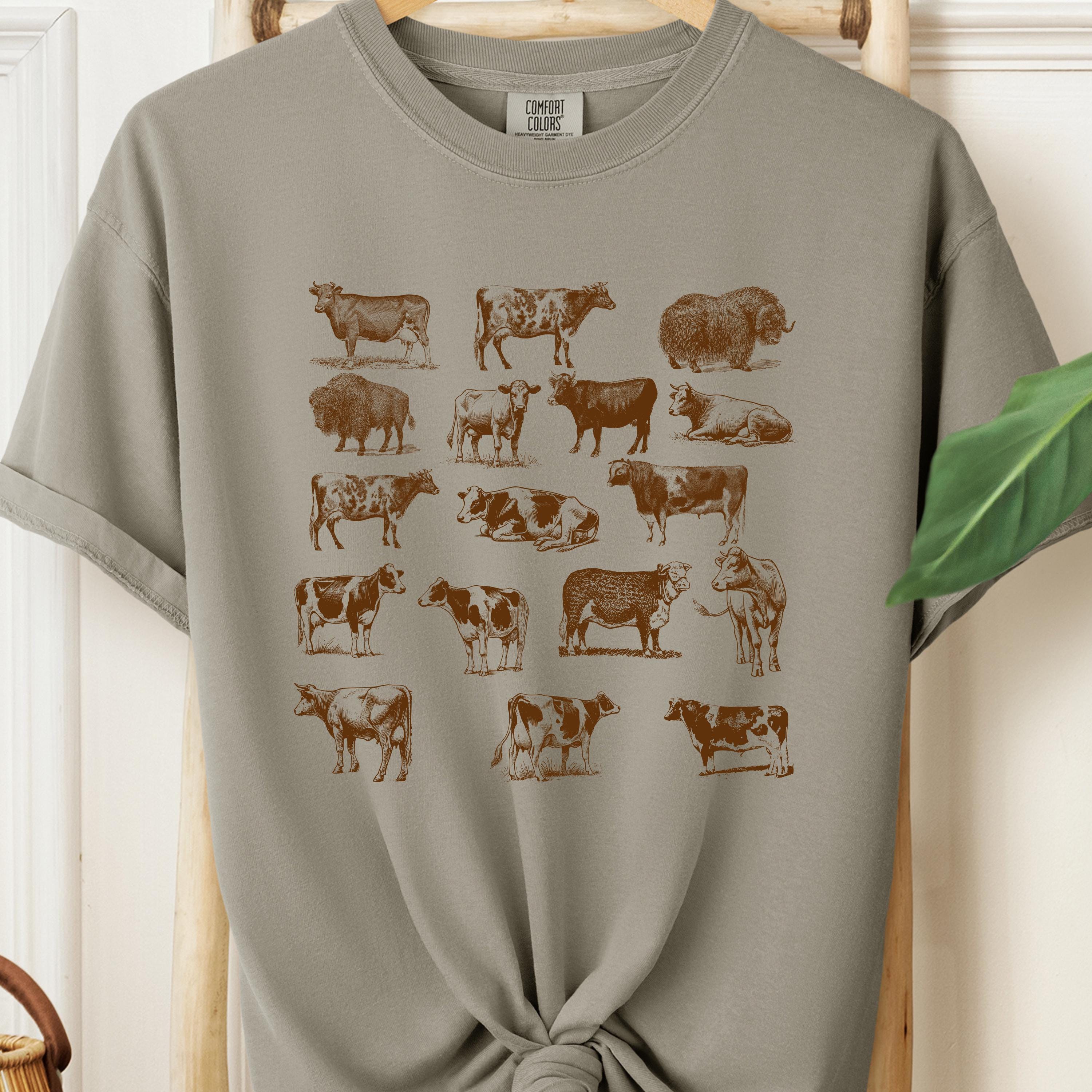Vintage Cow Print Tee, Comfort Colors Oversized Unisex Shirt