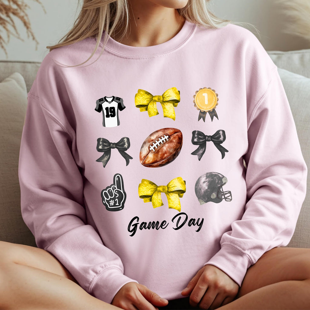 Football Mom Shirt - Sweatshirt, Game Day Crewneck with Bows gift