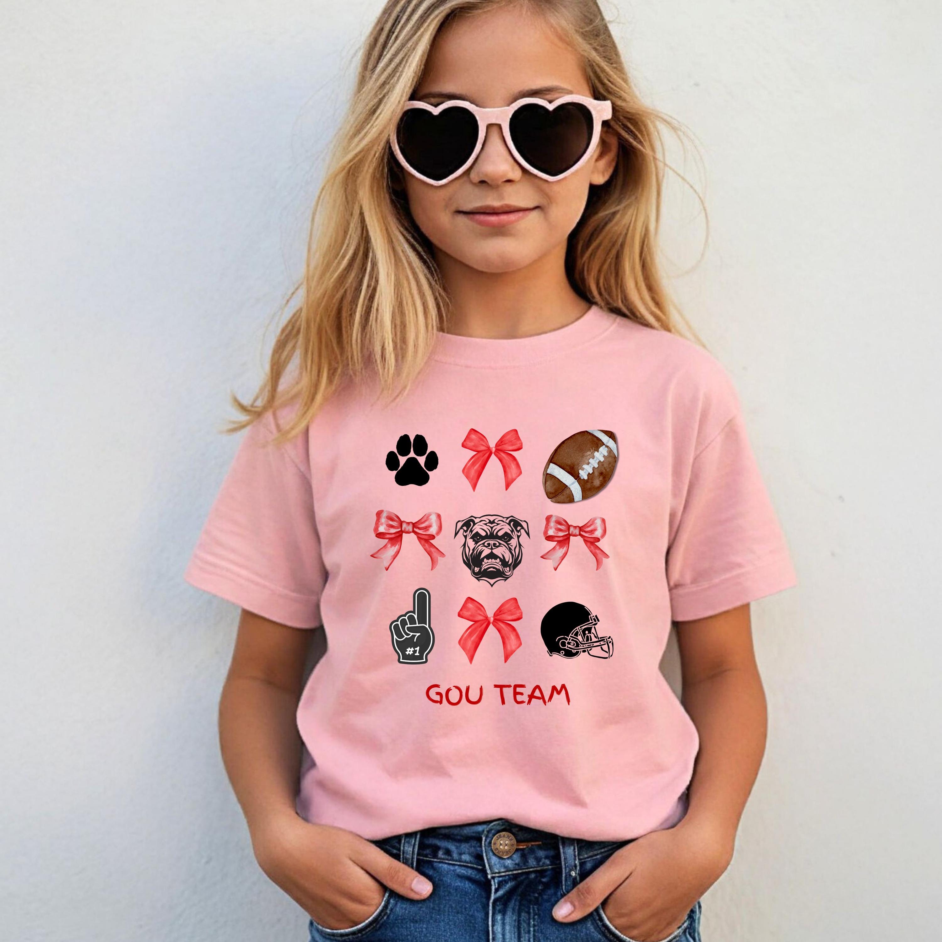 Kids Bulldogs Game Day Football T-Shirt, School Spirit!