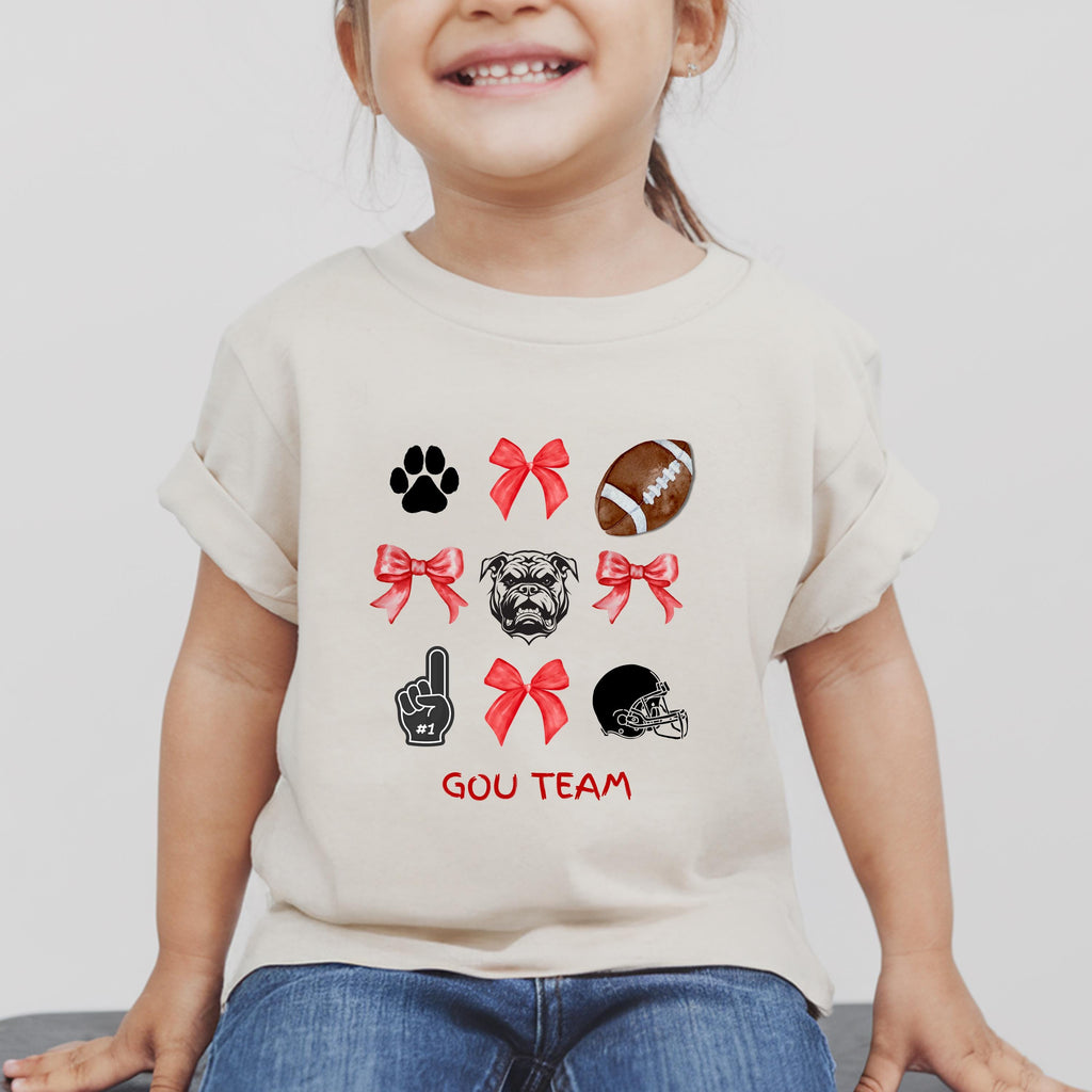 Kids Game Day Shirt: Red & Black Football Bows Tee