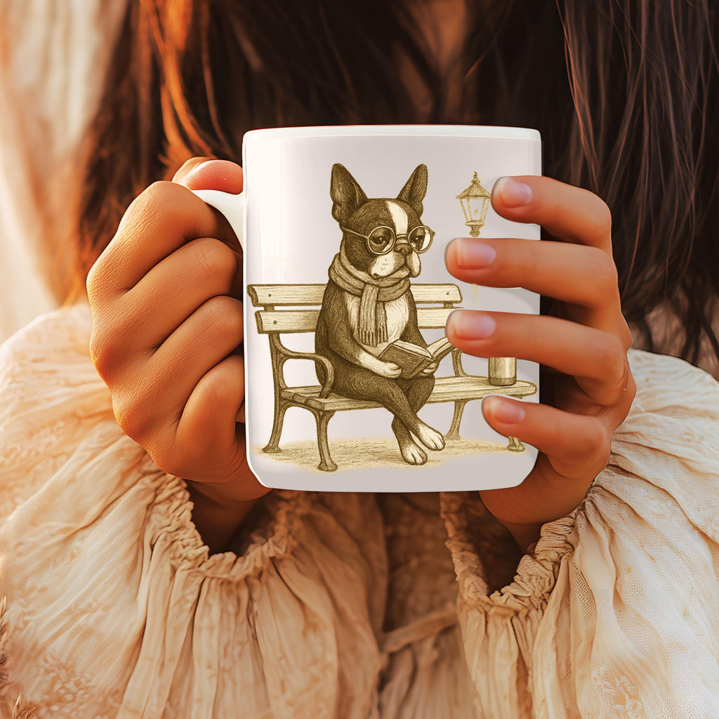 Boston Terrier Reading Mug