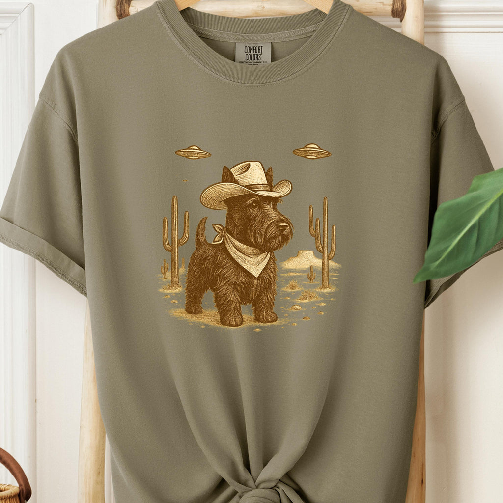 Scottish Terrier UFO Cowboy Shirt, Retro Western Tee
