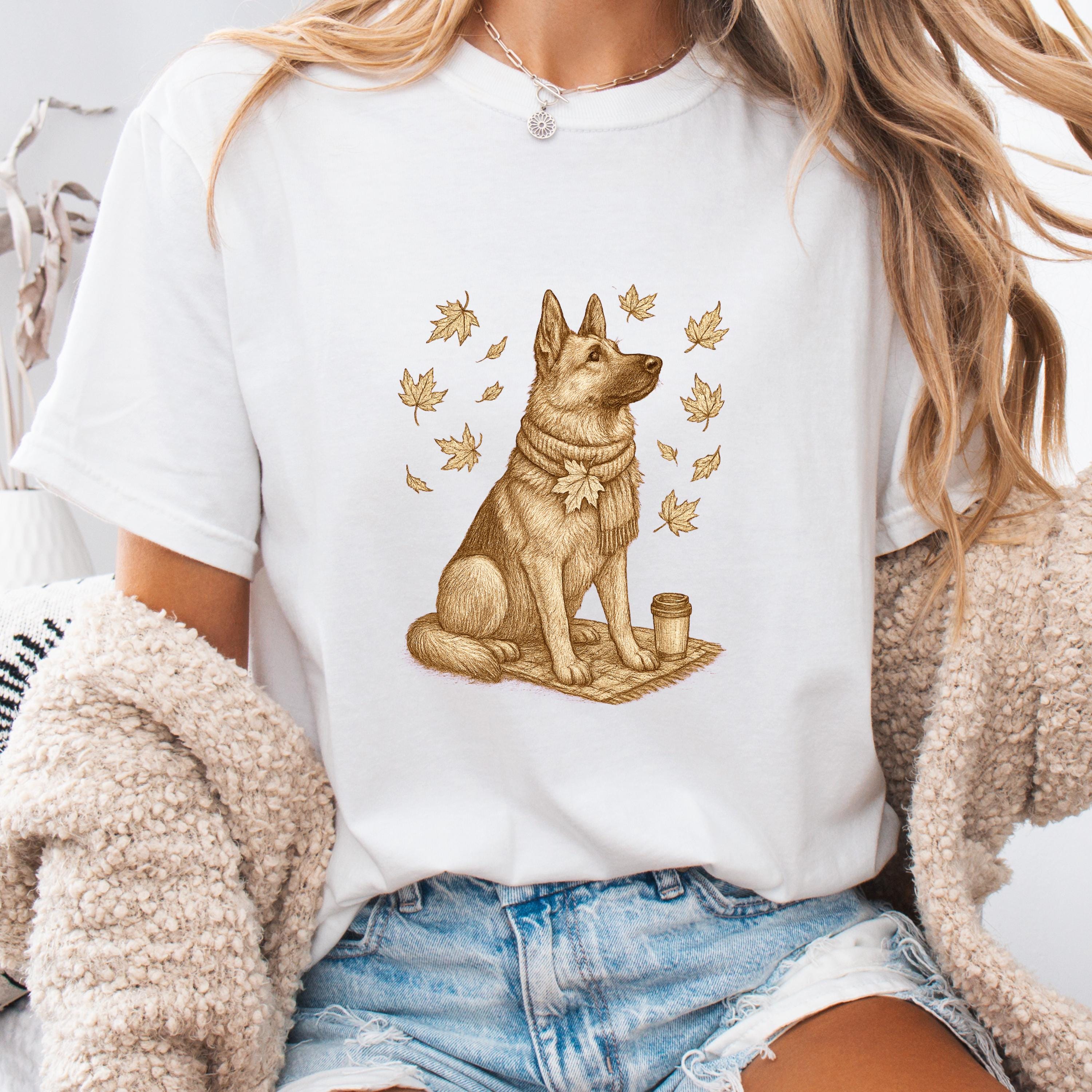 German Shepherd Autumn Coffee Shirt, fall style gift
