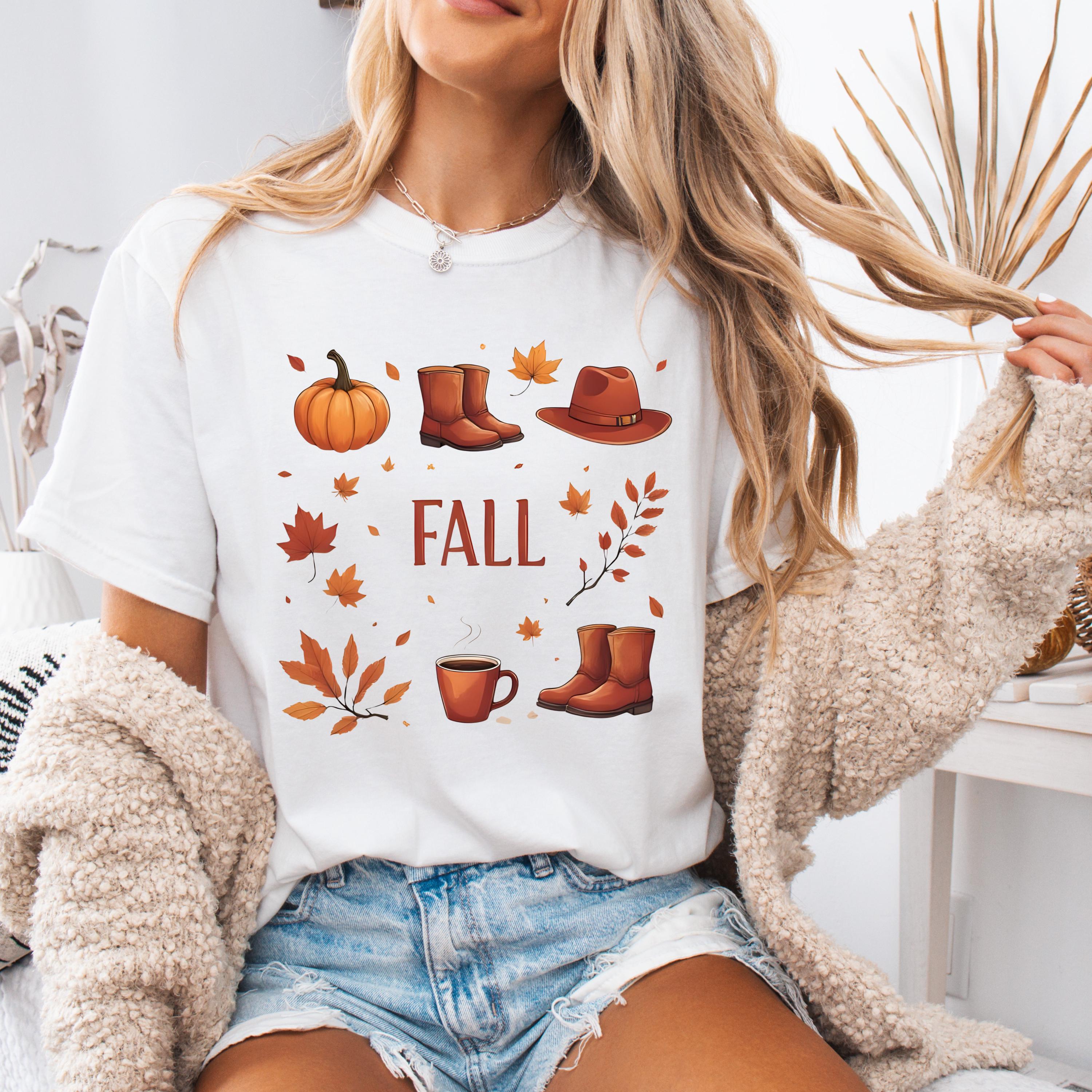 Hello Fall Floral Pumpkin Shirt - Autumn Leaves Graphic