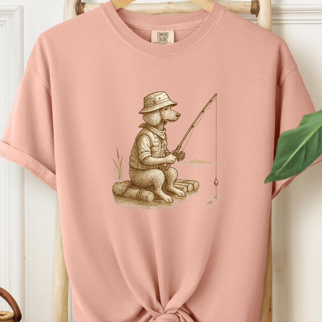 Poodle Fishing T-Shirt: Angler Dog, Lake Camping Gift