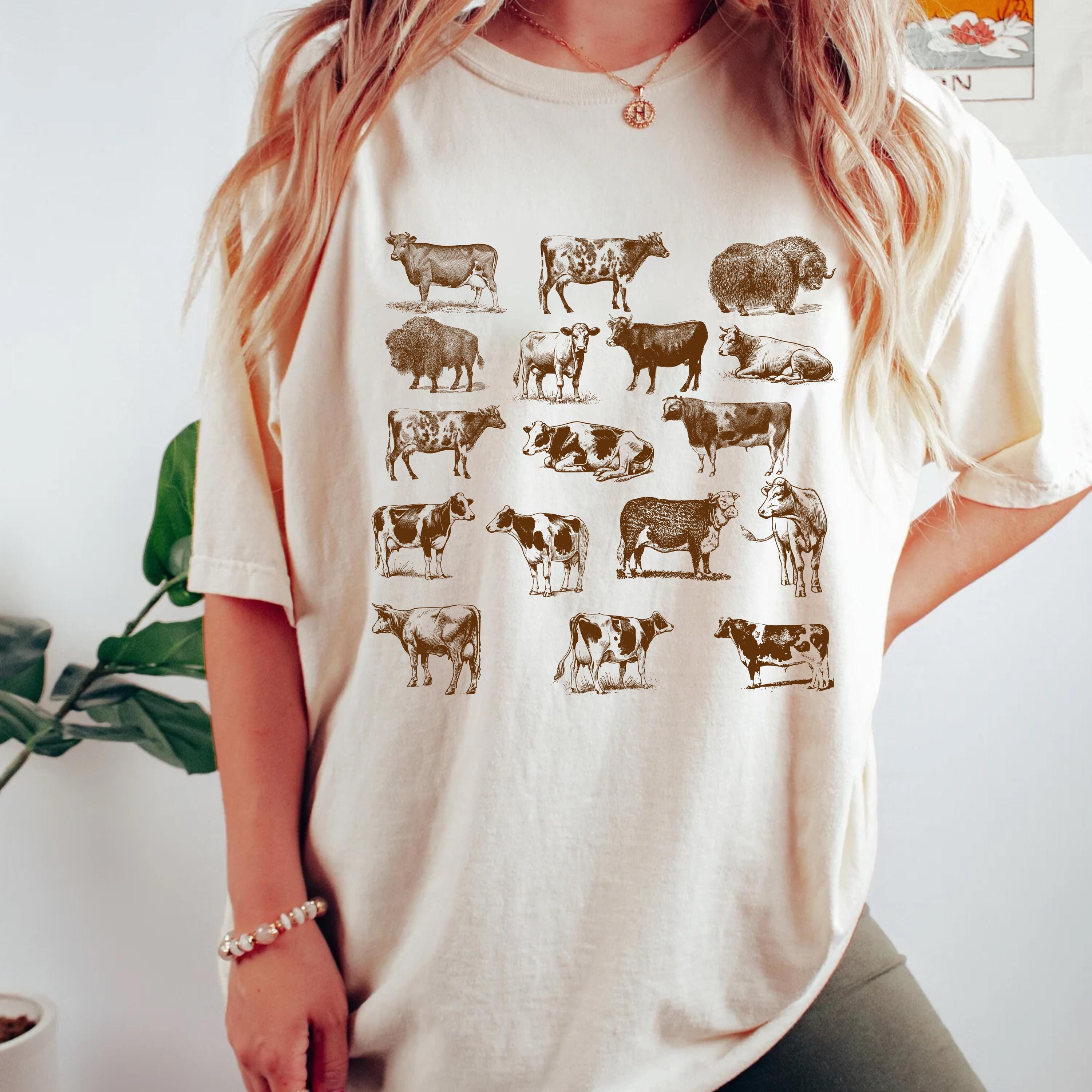 Vintage Cow Print Tee, Comfort Colors Oversized Unisex Shirt