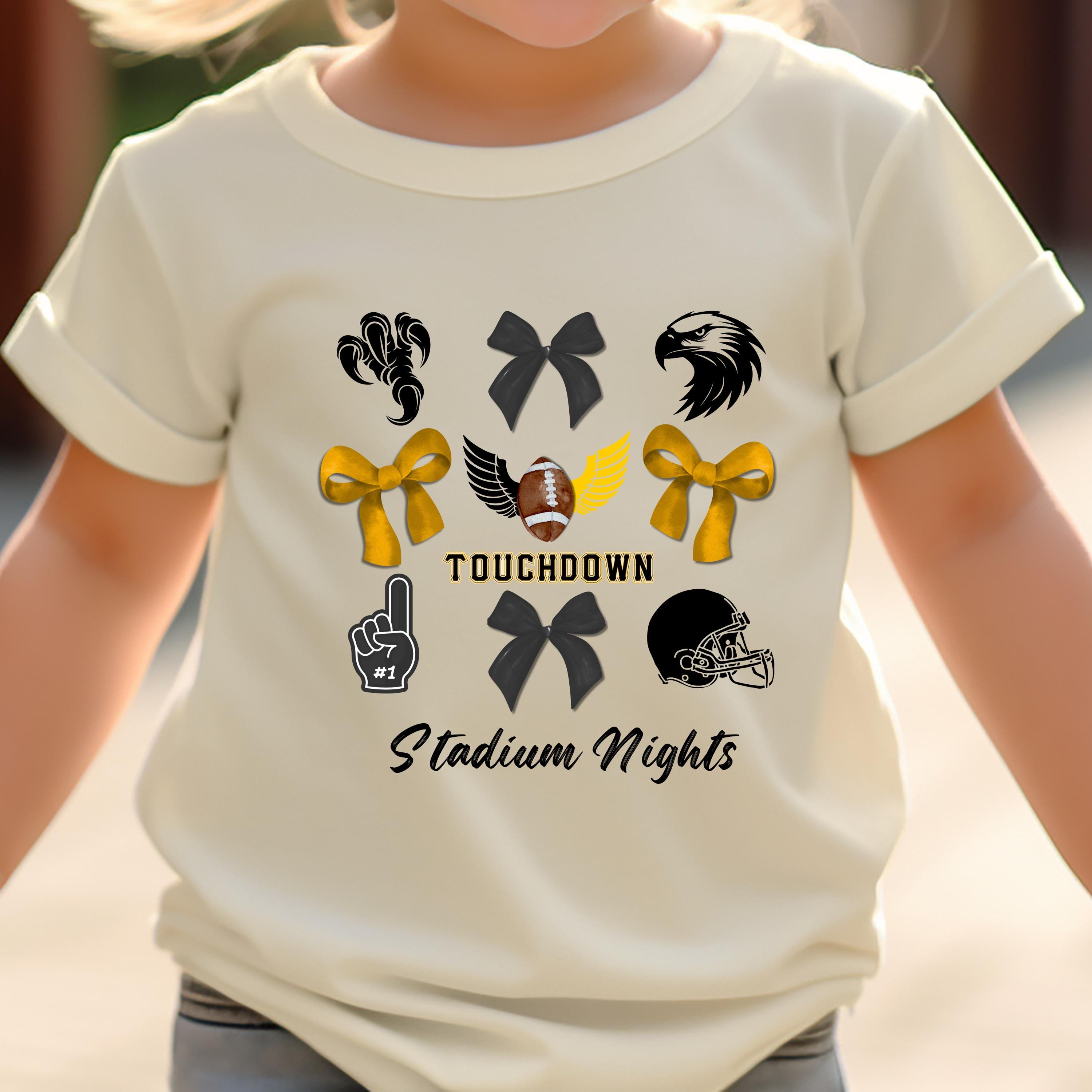 Touchdown Stadium Nights Kids Game Day Shirt, Bows and Football Tee