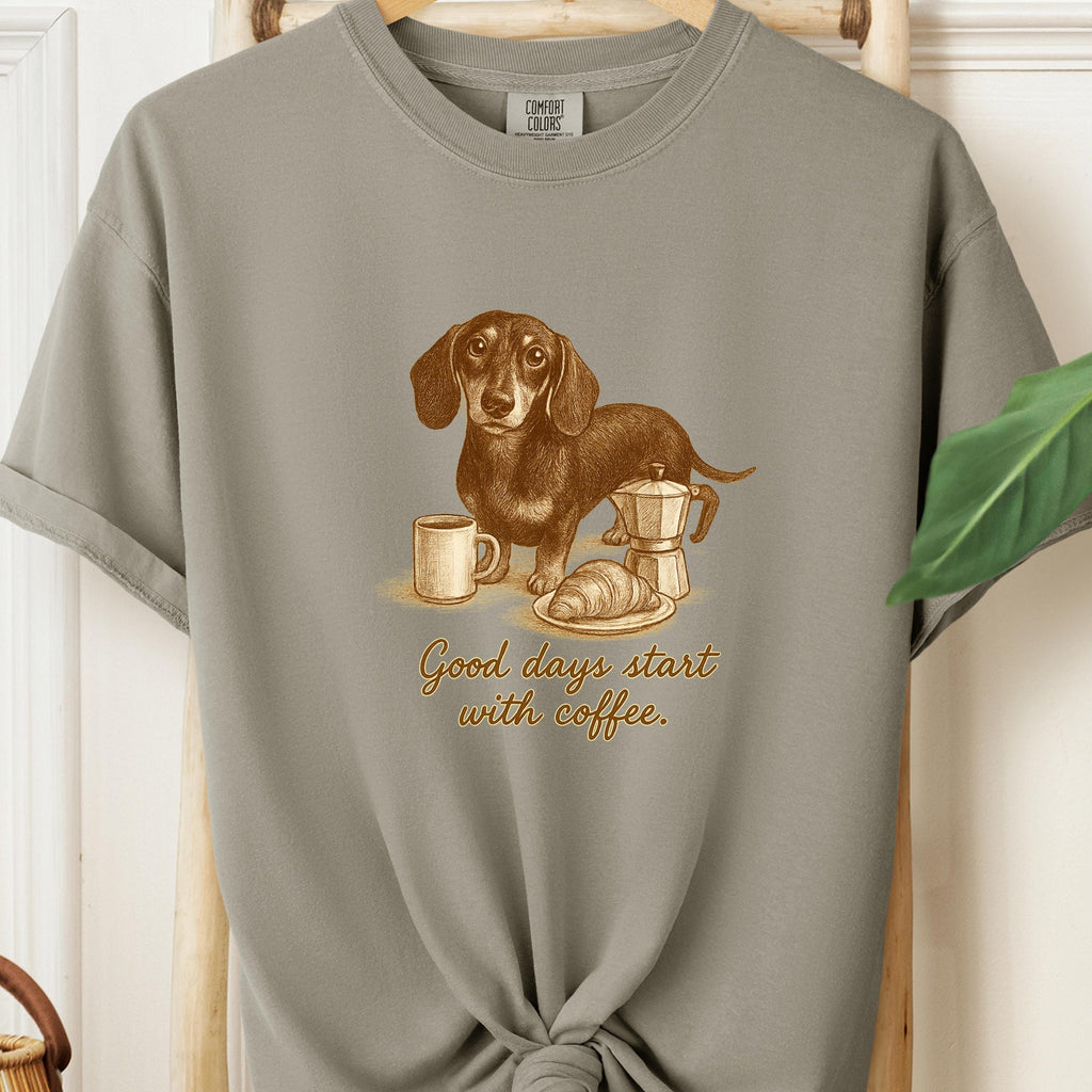 Dachshund shirt - Good Days Start with Coffee, dog face shirt