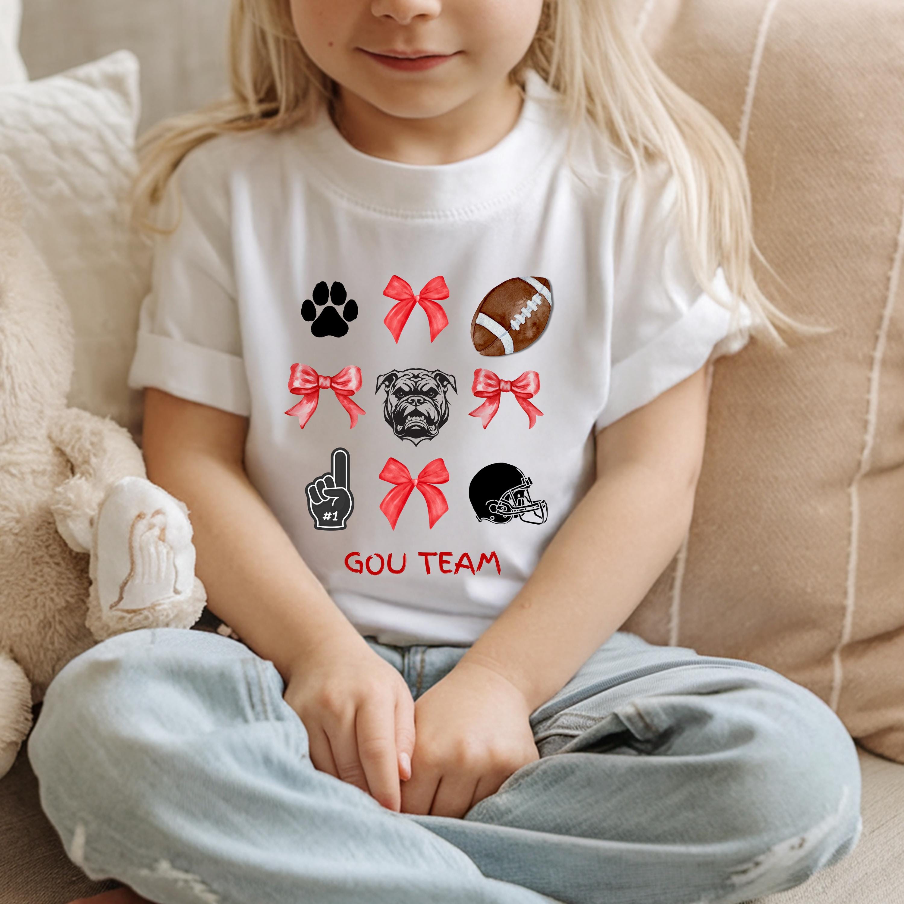 Kids Bulldogs Game Day Football T-Shirt, School Spirit!