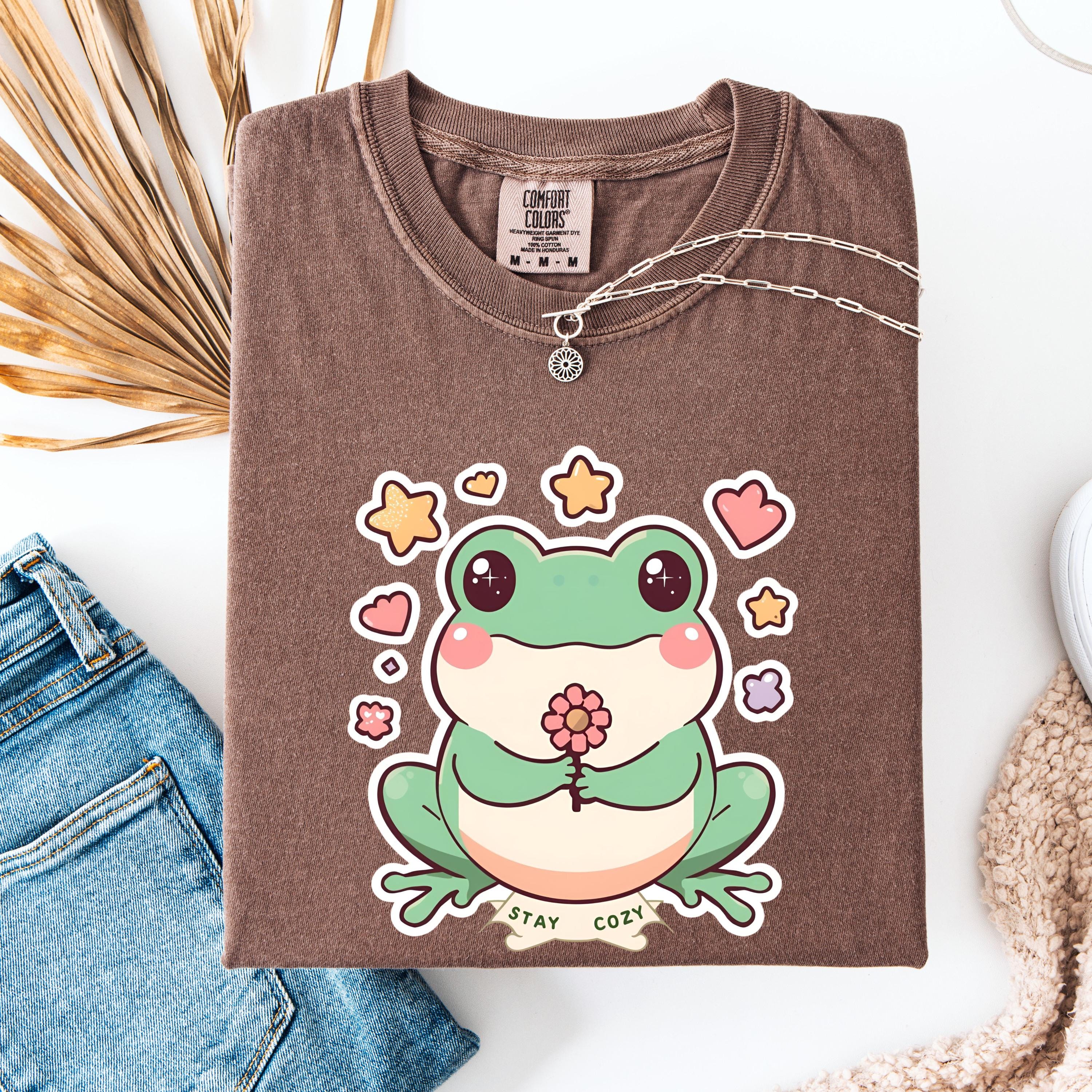 Kawaii Frog T-Shirt | Funny Flower Frog Art