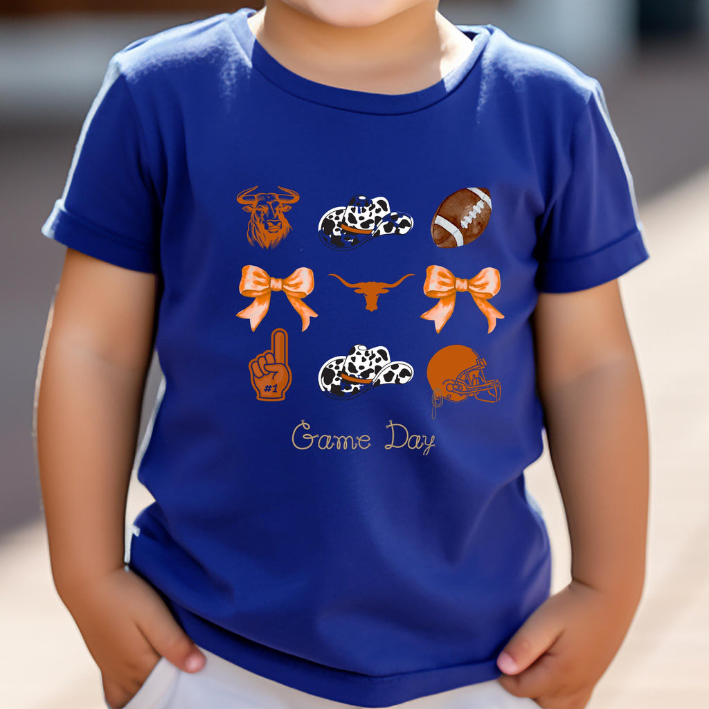 Toddler Football Shirt, Western Cow Print Cowboy Hat Game, fall football