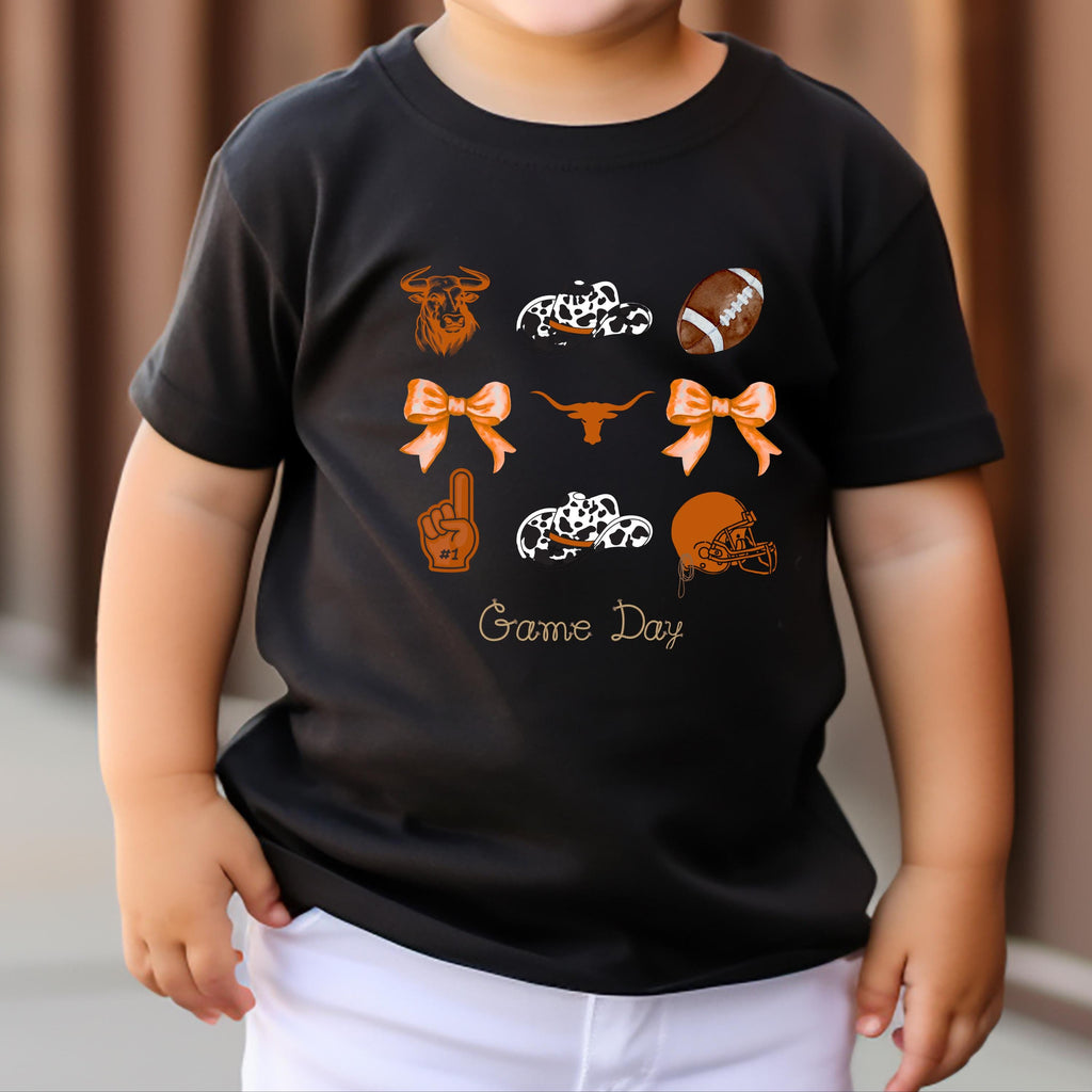 Toddler Football Shirt, Western Cow Print Cowboy Hat Game, fall football
