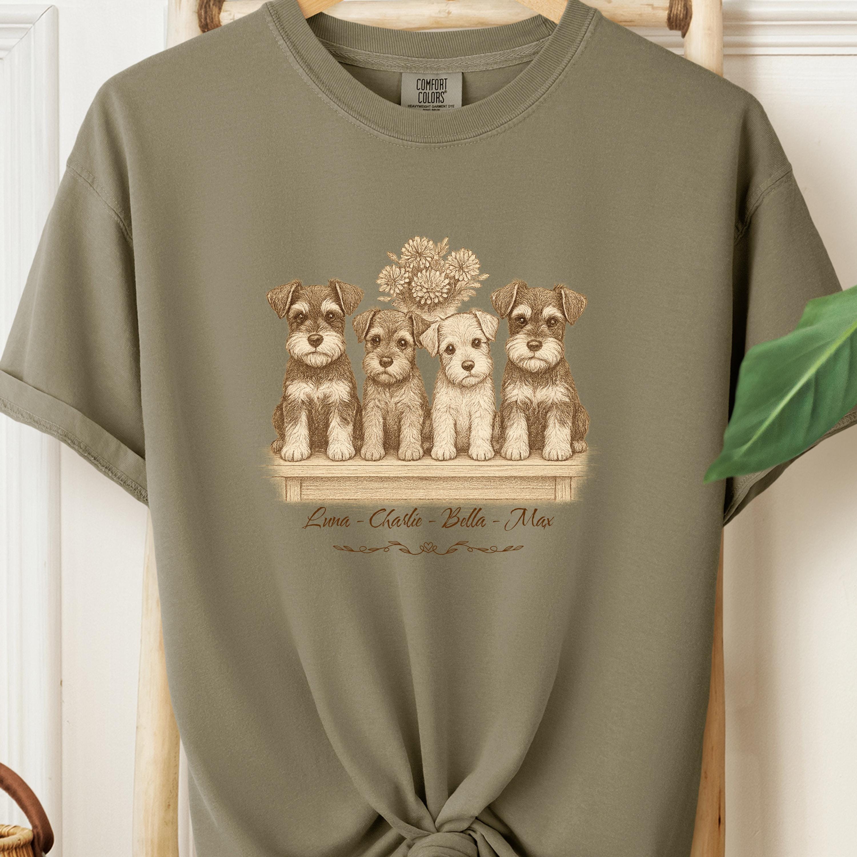 Schnauzer Puppy T-Shirt: Vintage Dog Mom Shirt, Cottagecore Style