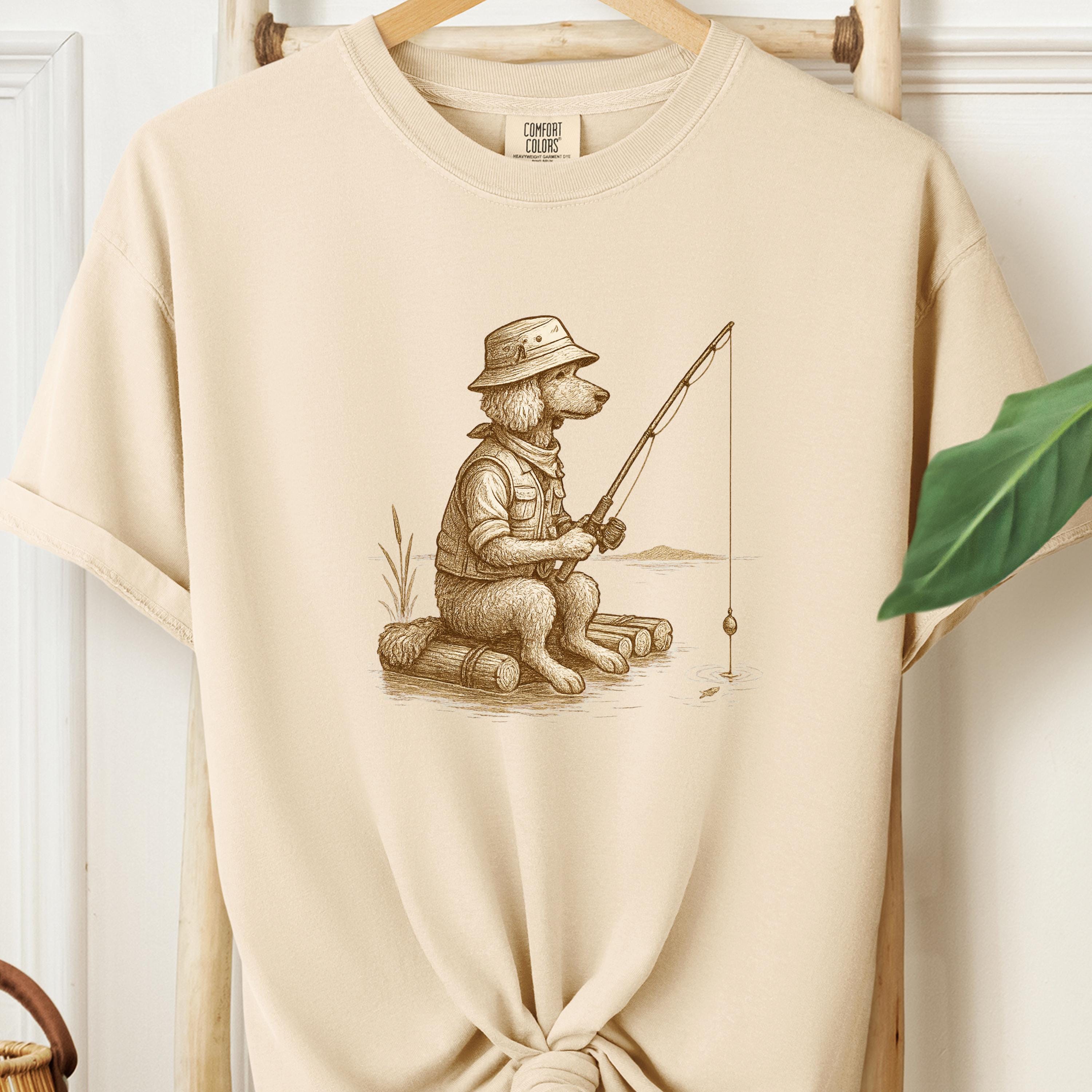 Poodle Fishing T-Shirt: Angler Dog, Lake Camping Gift