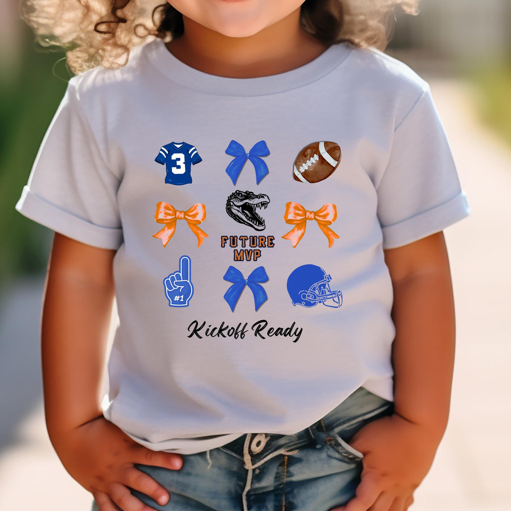 Kids Future MVP Game Day Shirt | Football & Bows | Youth Unisex | Bella+Canvas 3001Y