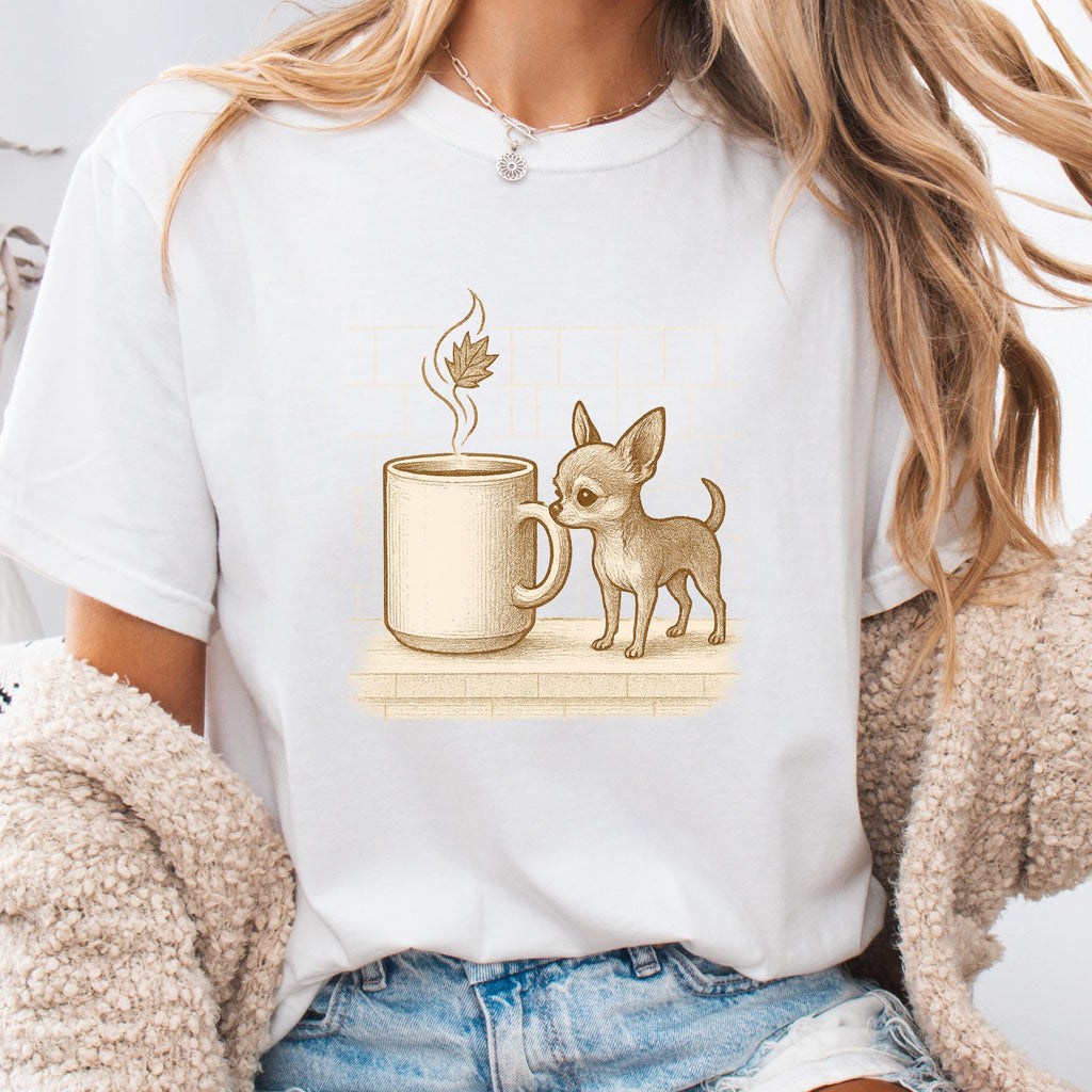 Chihuahua Shirt • Coffee Cozy Fall Tee | Dog Mom Gift