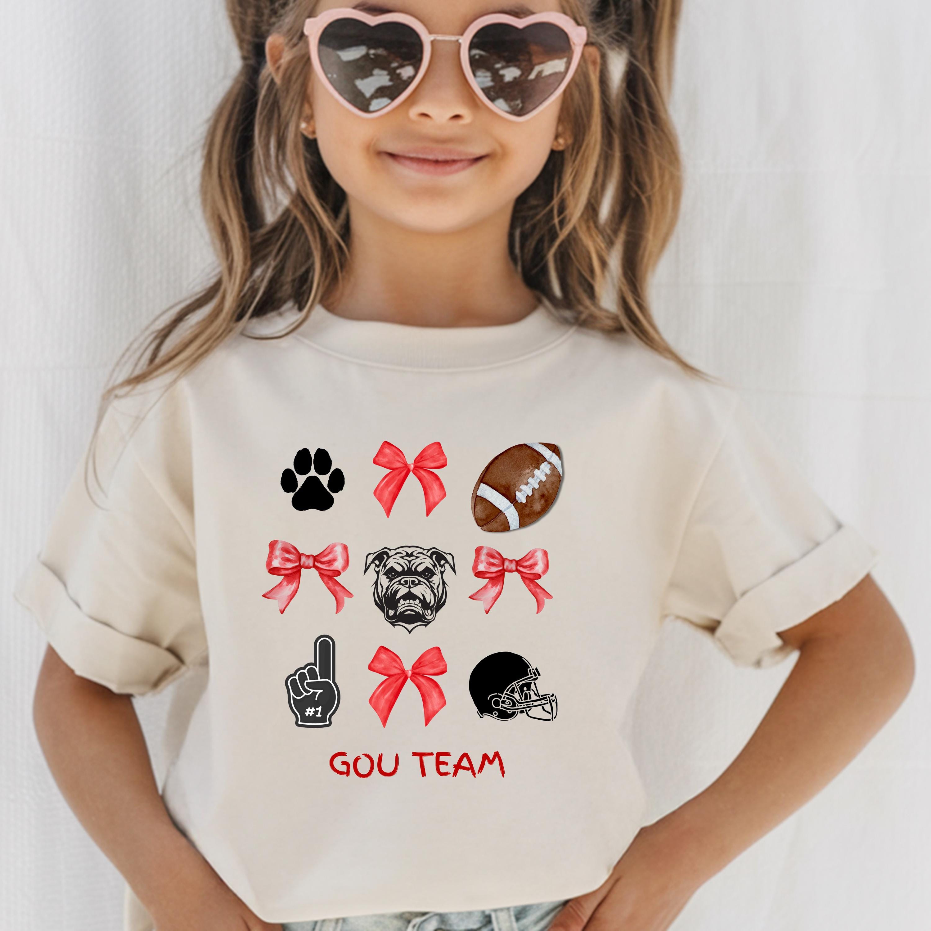 Kids Bulldogs Game Day Football T-Shirt, School Spirit!