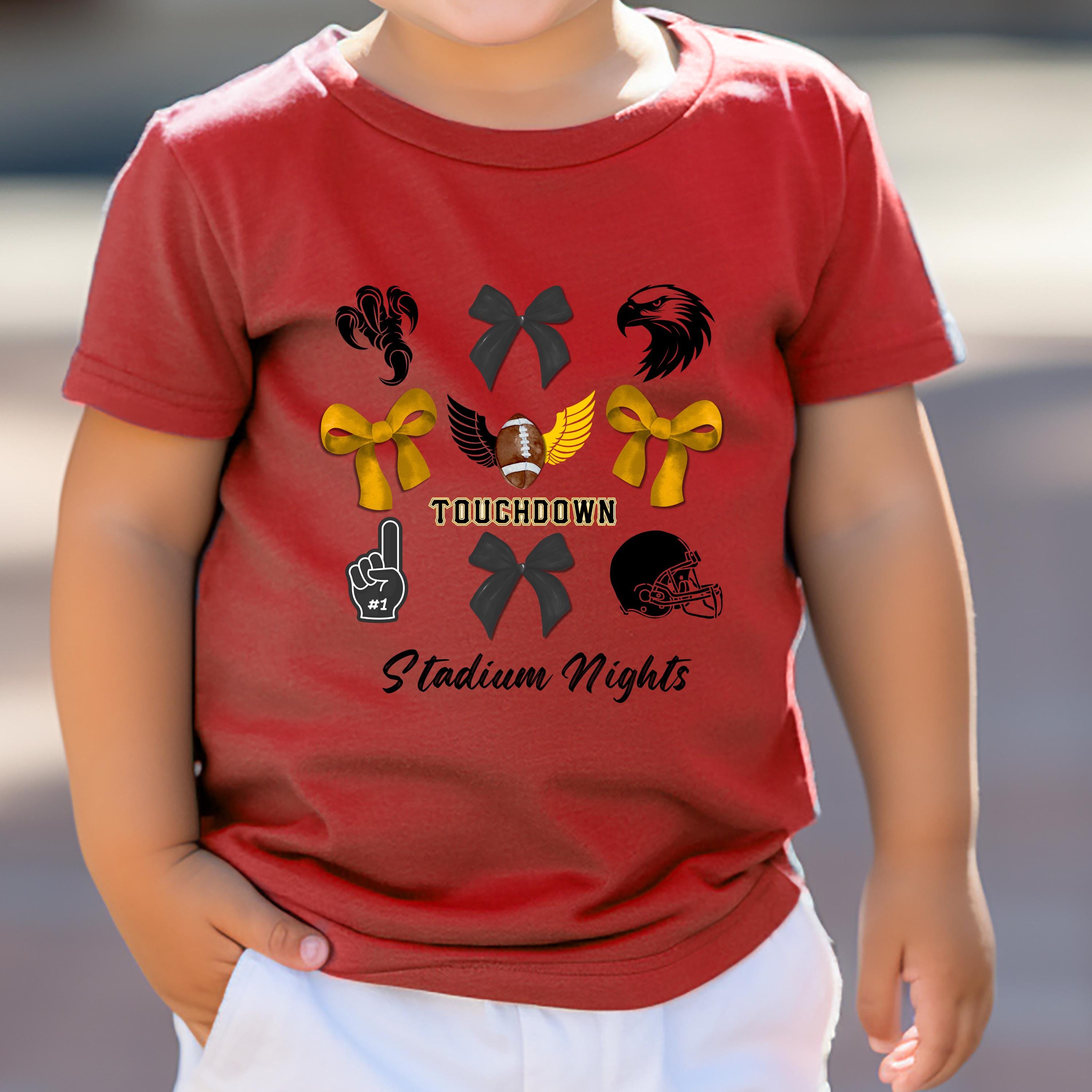 Touchdown Stadium Nights Kids Game Day Shirt, Bows and Football Tee