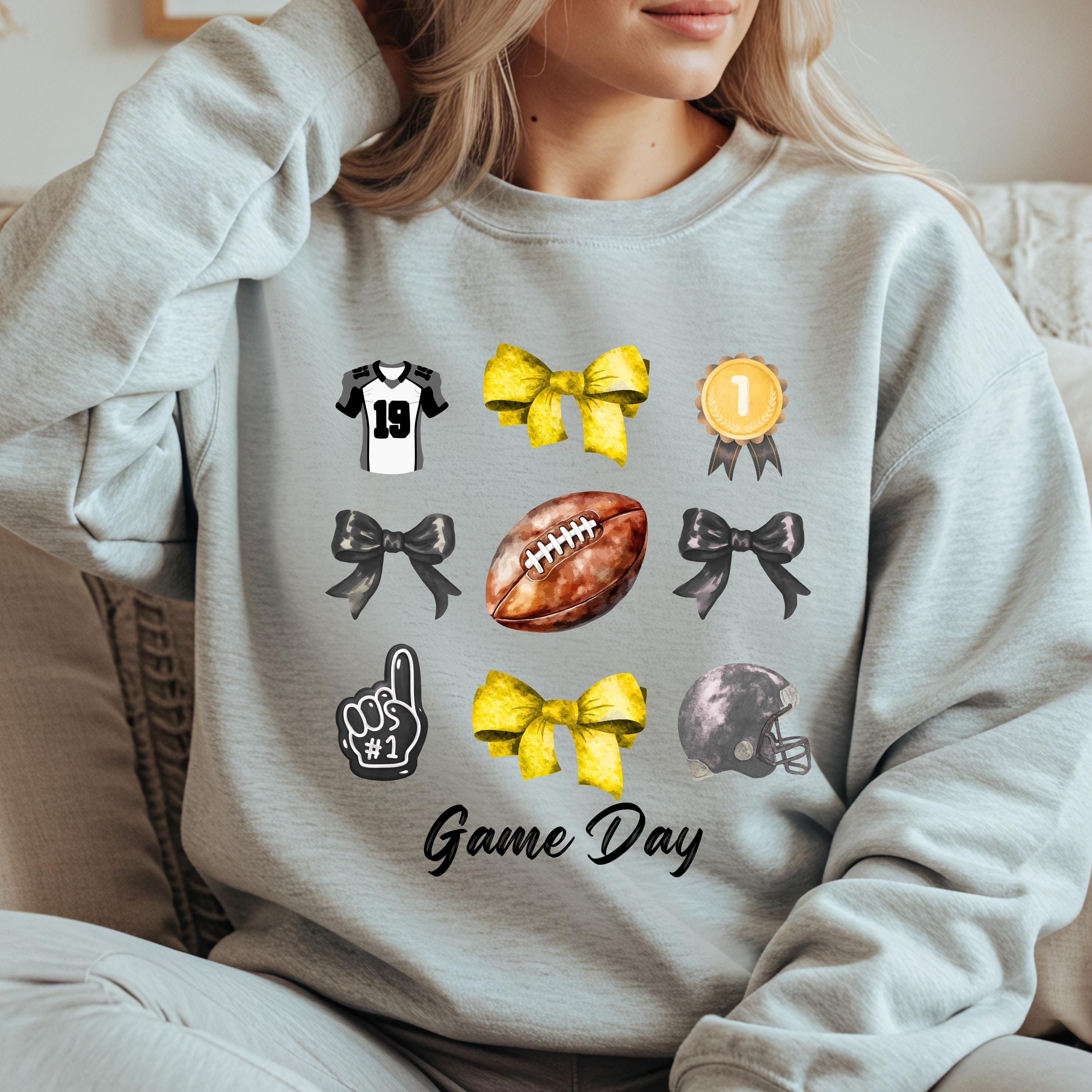 Football Mom Shirt - Sweatshirt, Game Day Crewneck with Bows gift