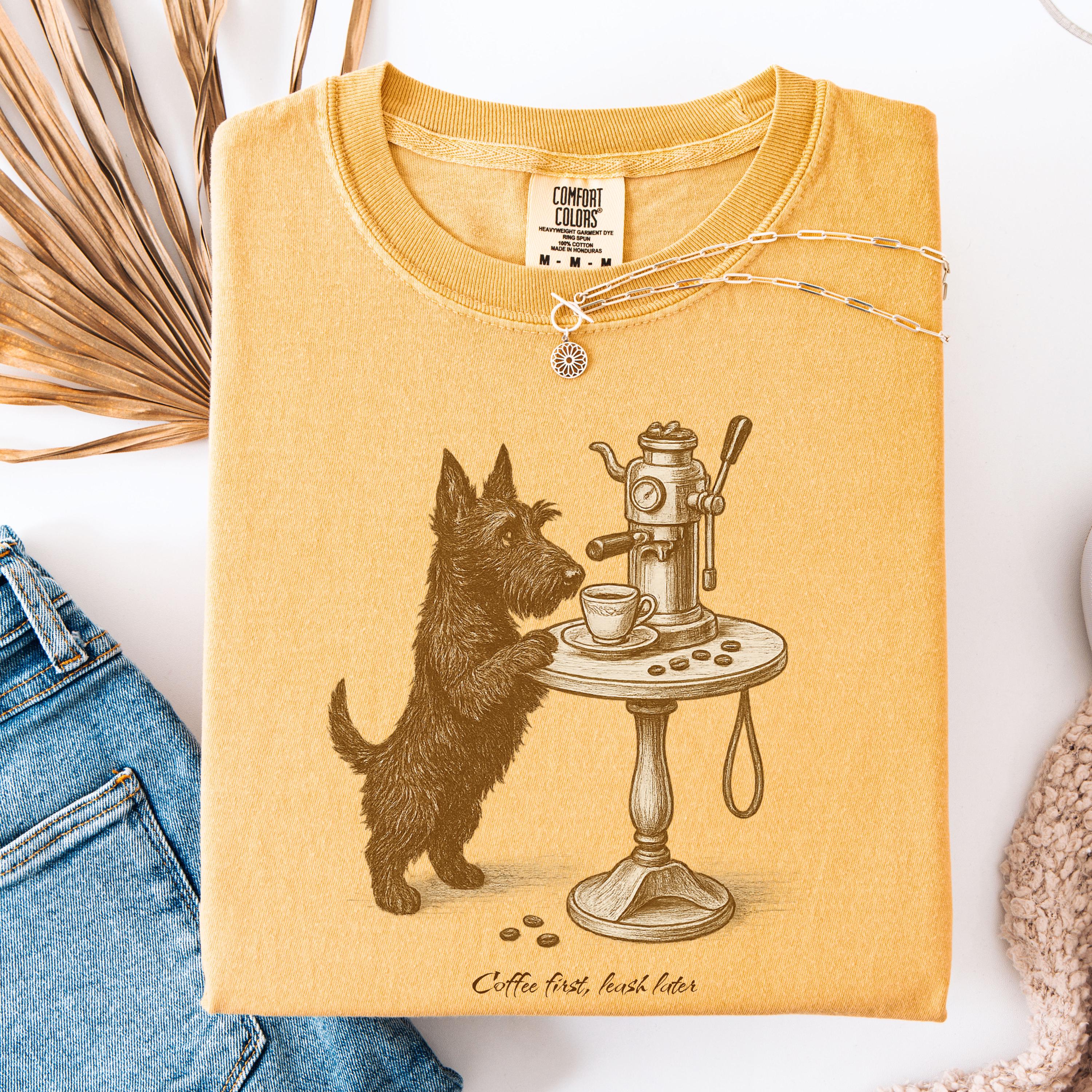 Scottish Terrier Latte Lover Shirt, coffe dog
