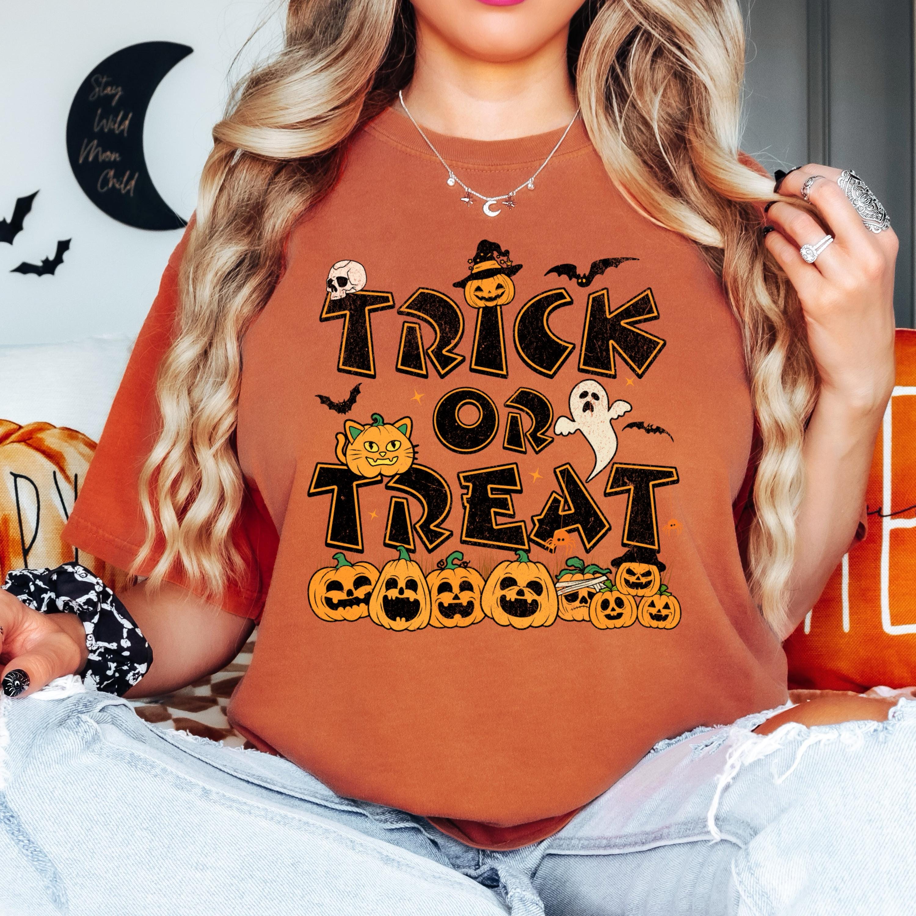 Spooky Ghosts & Pumpkins Halloween T-Shirt: Unisex Fall Tee.