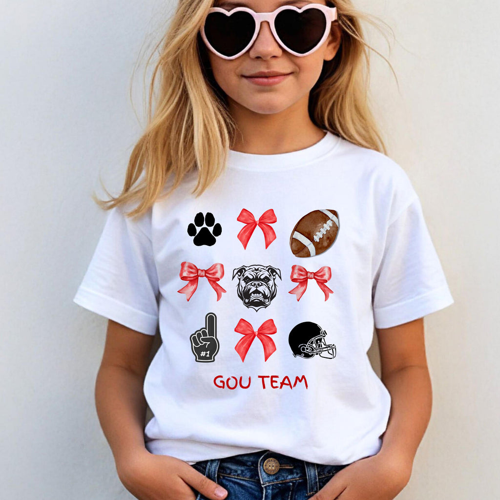 Kids Bulldogs Game Day Football T-Shirt, School Spirit!