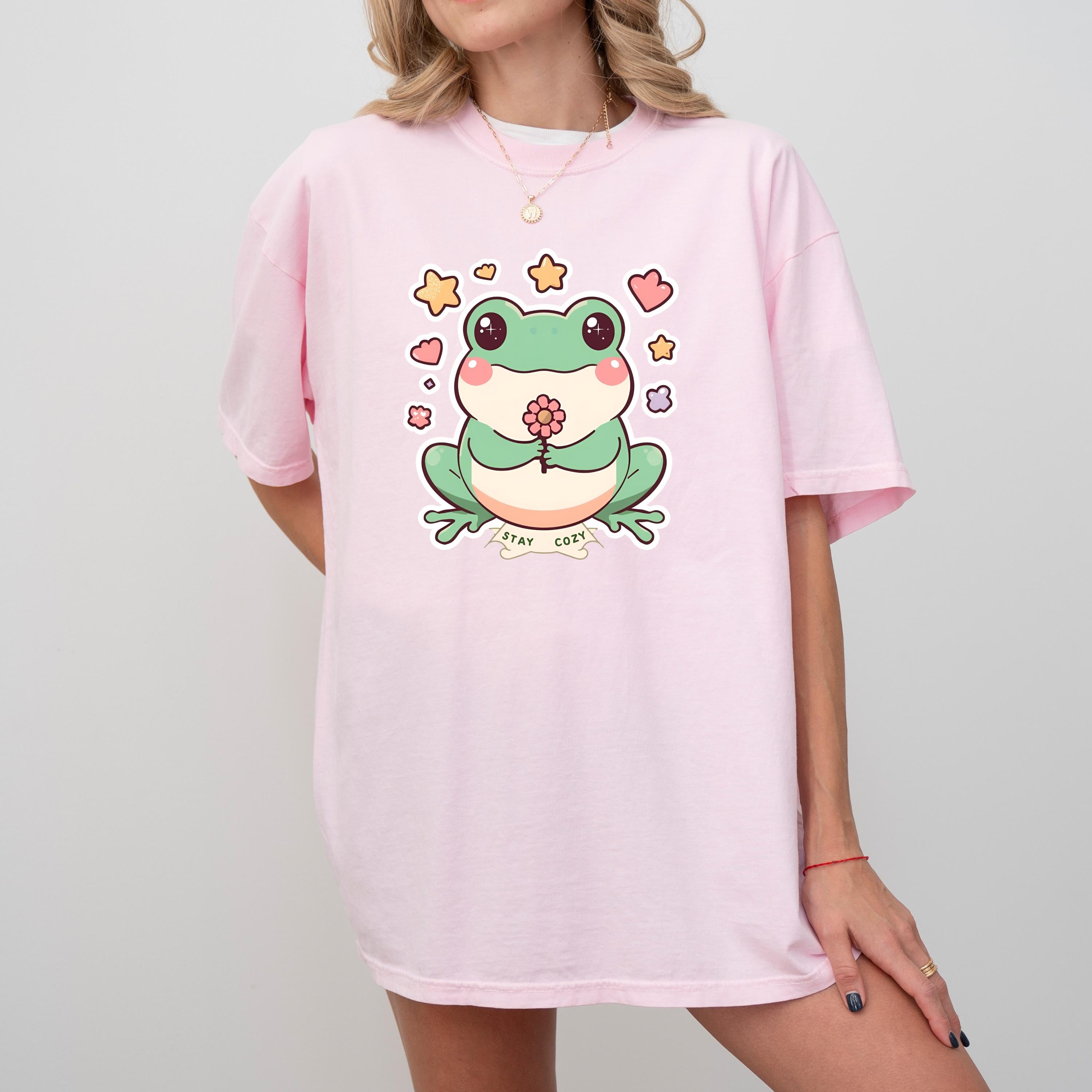 Kawaii Frog T-Shirt | Funny Flower Frog Art
