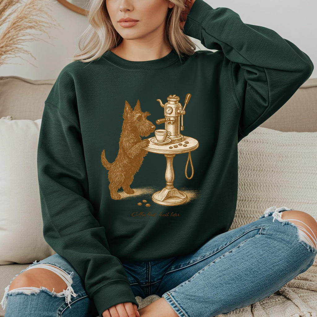 Scottie Dog Sweatshirt - Fall Coffee & Dogs Crewneck