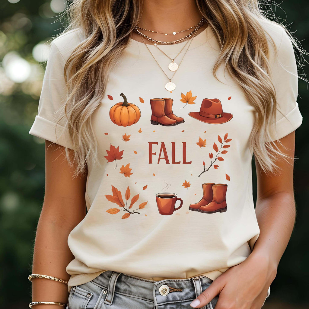 Hello Fall Floral Pumpkin Shirt - Autumn Leaves Graphic