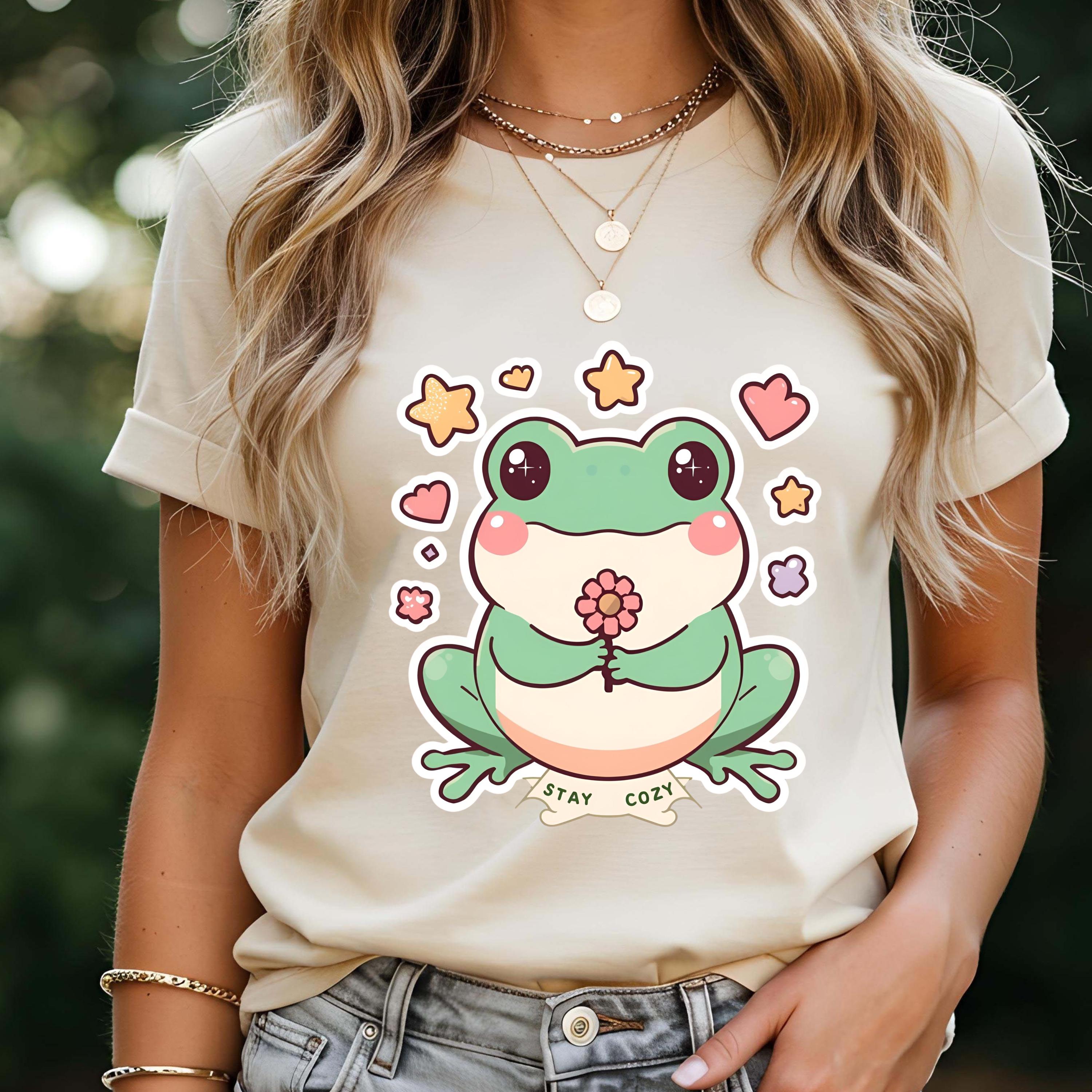 Kawaii Frog T-Shirt | Funny Flower Frog Art