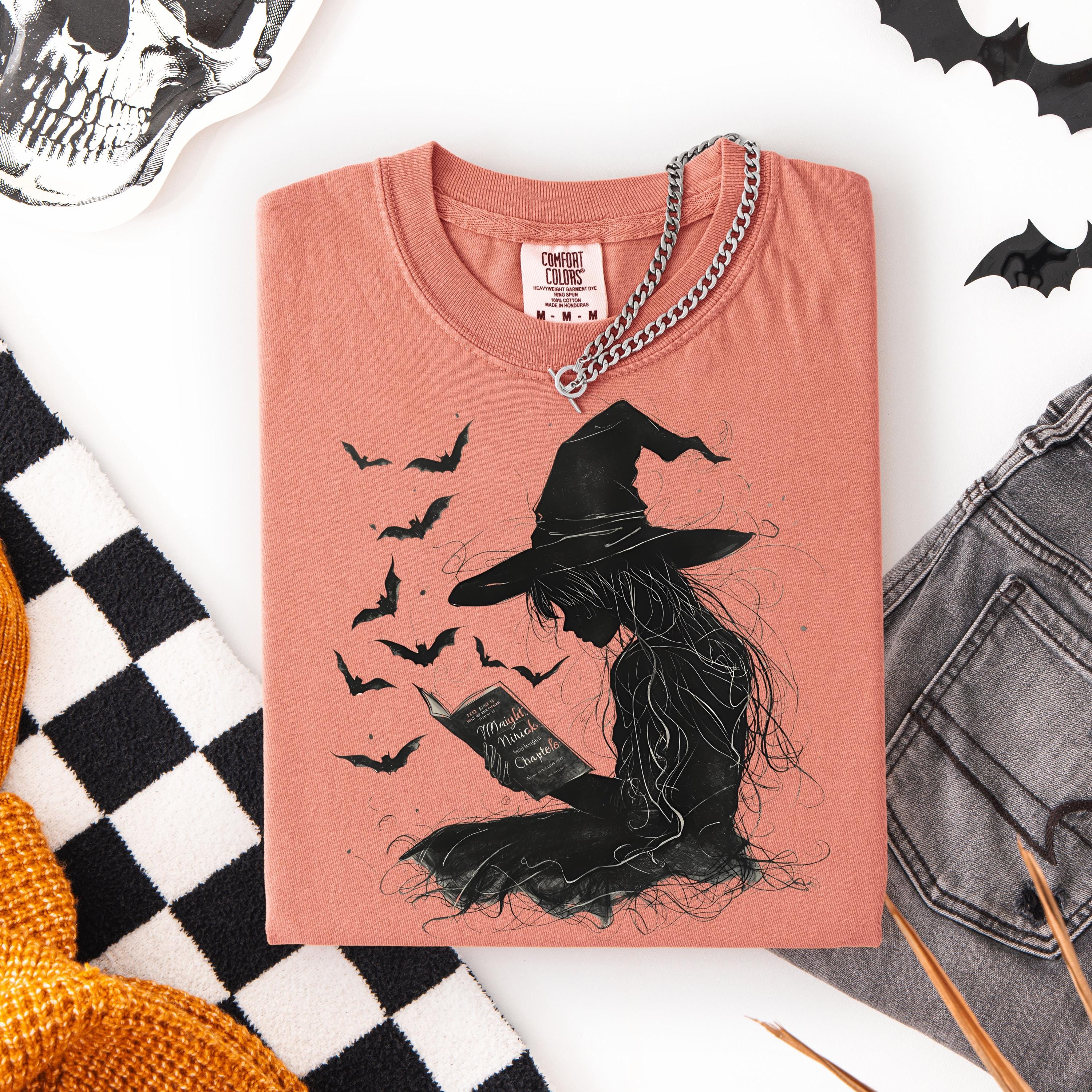 Salem Witch Reading Tee -  Spooky Witch Hat Halloween Shirt