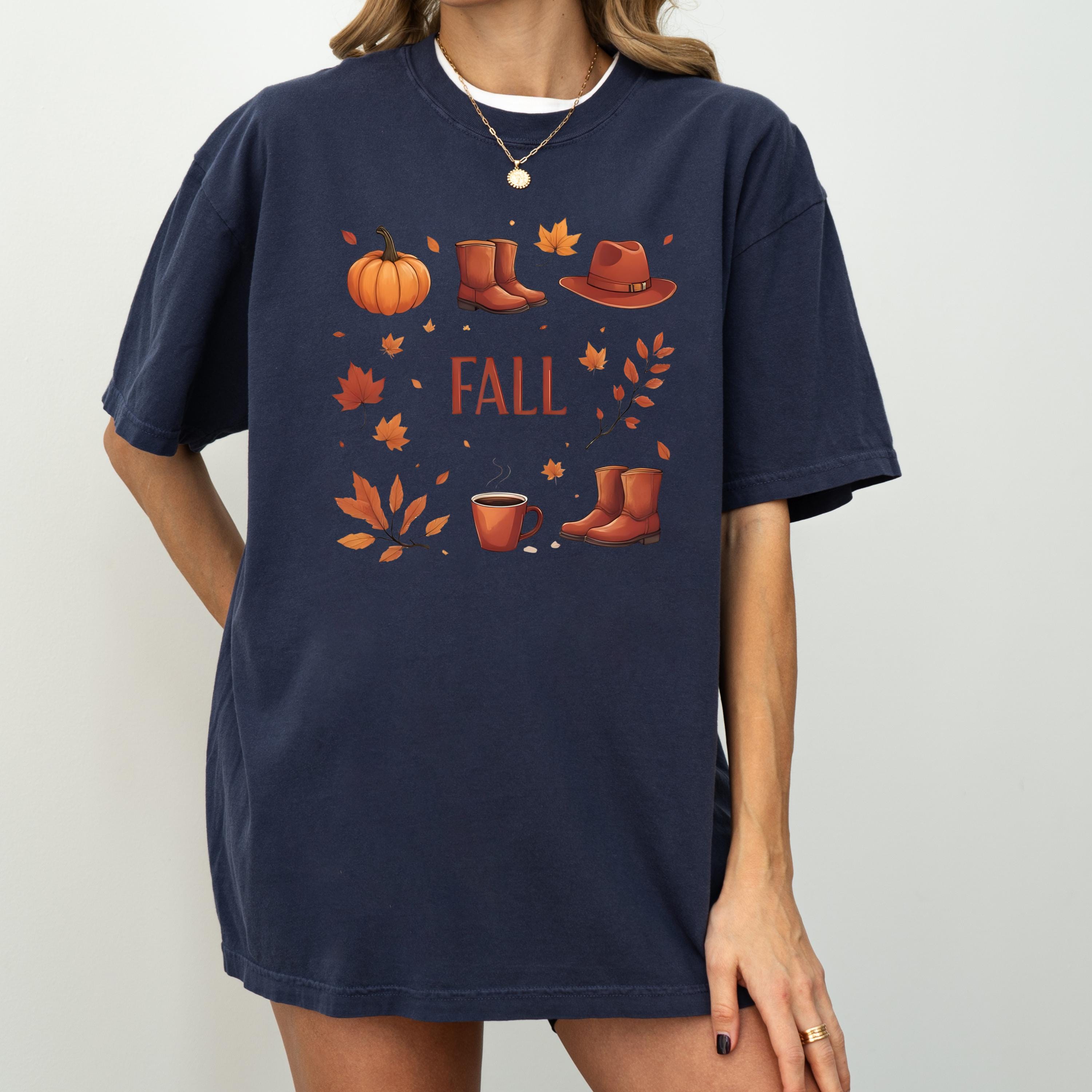 Hello Fall Floral Pumpkin Shirt - Autumn Leaves Graphic