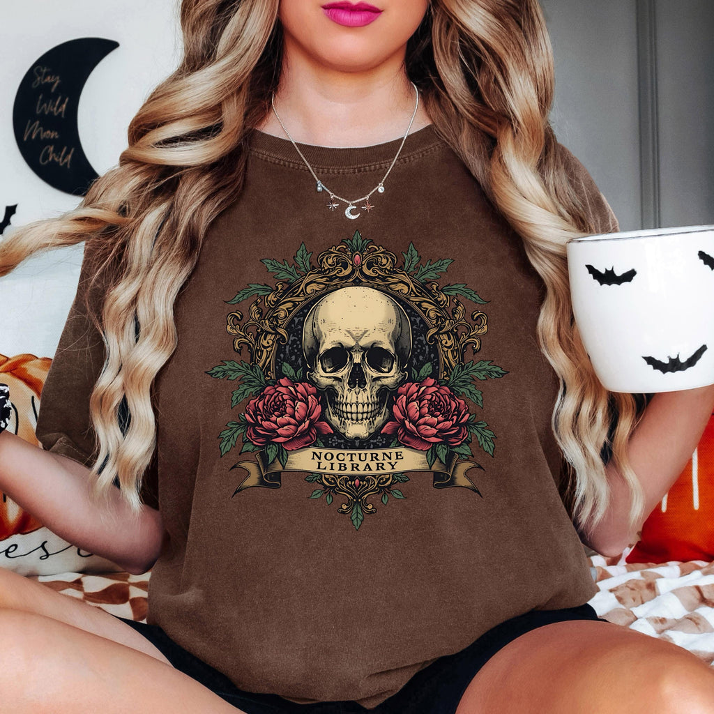 Goth Clothes Skull Shirt – Vintage Skull Rose Tee