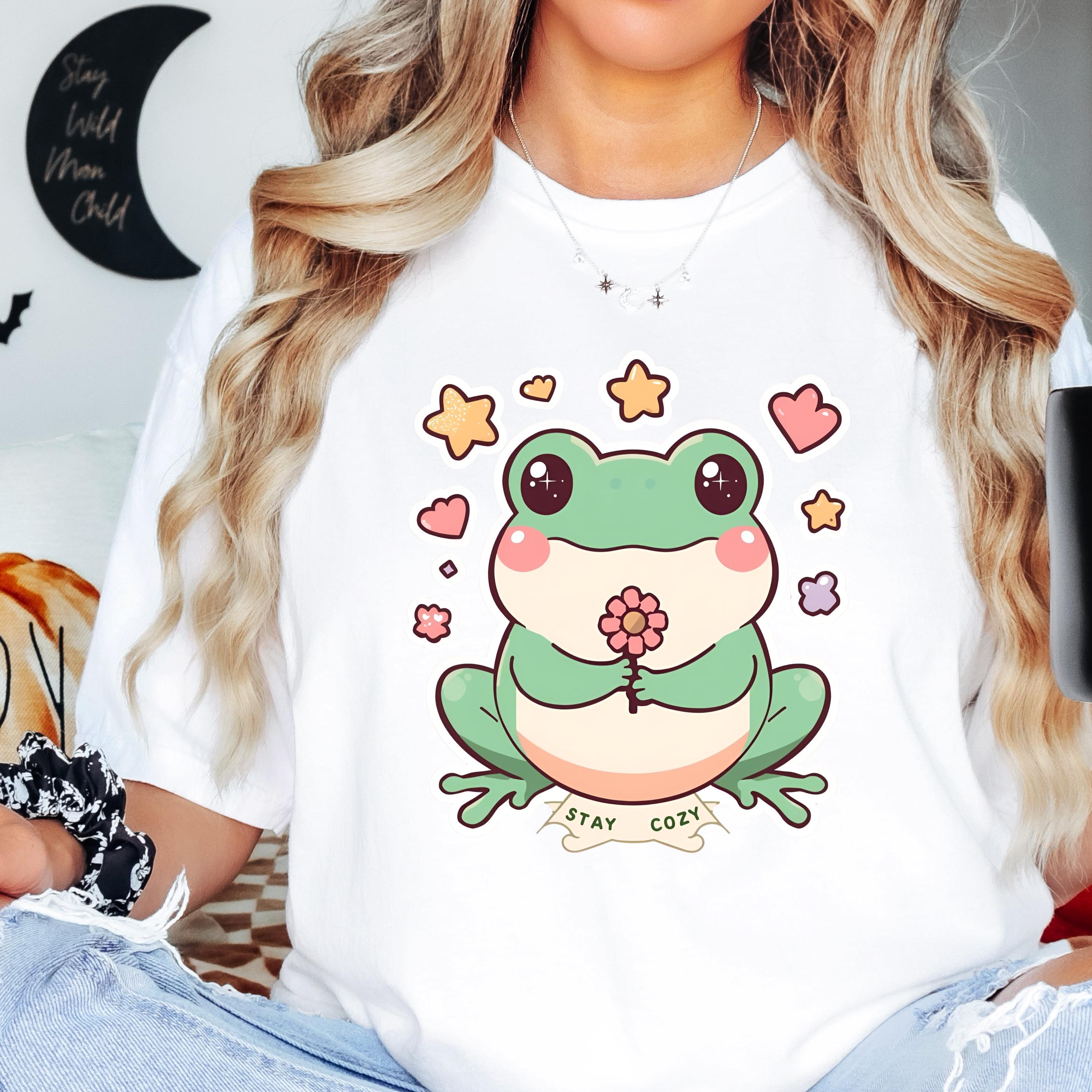 Kawaii Frog T-Shirt | Funny Flower Frog Art