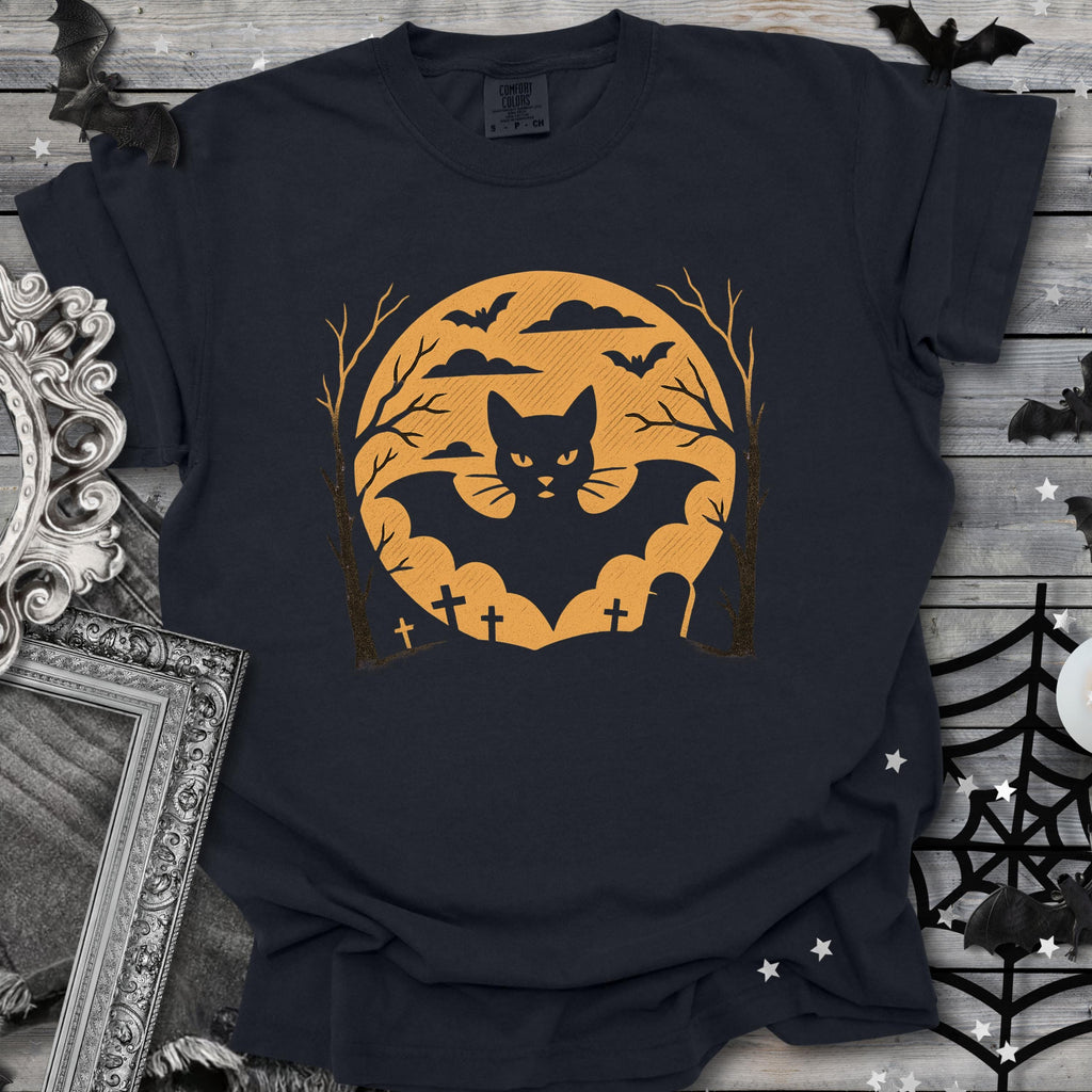 Black Cat Halloween Shirt – Spooky Graveyard Tee